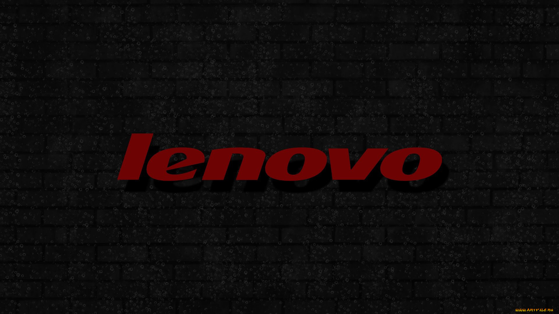 бренды, lenovo, пузырьки, logo, background, кирпичная, стена, серая, красная, надпись