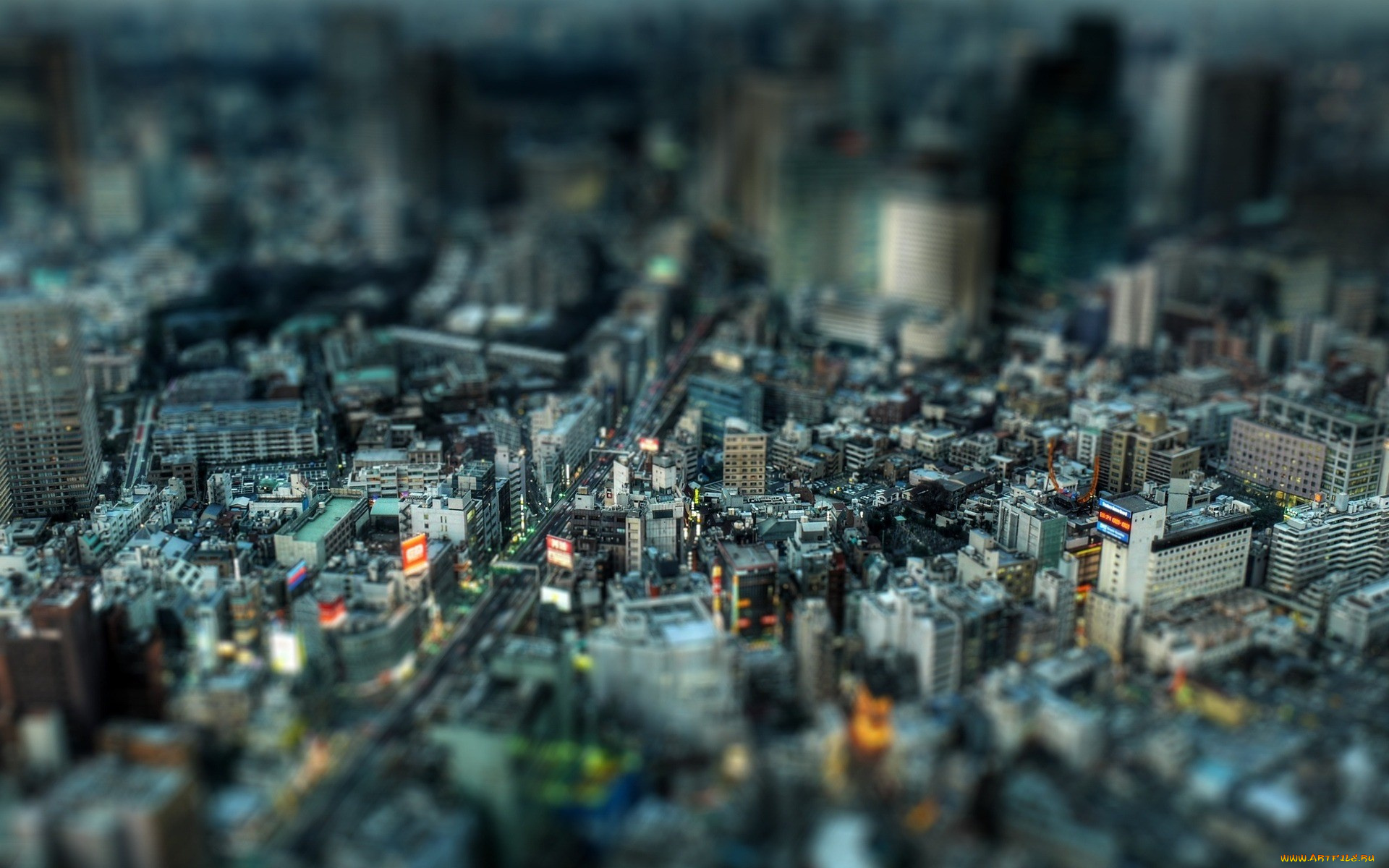 города, токио, , япония, цифровое, искусство, город, городской, вид, токио, сдвиг, наклона