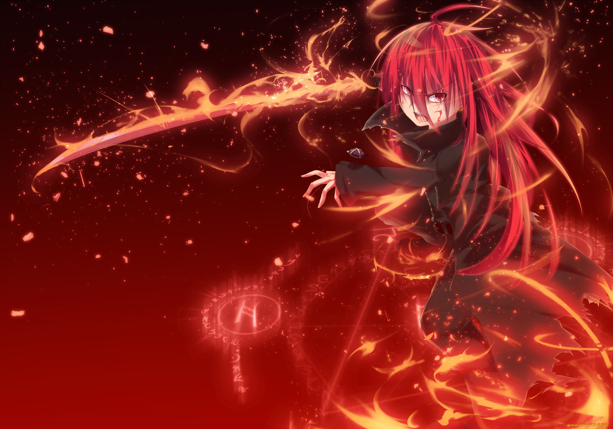 аниме, shakugan, no, shana, nakada, daichi, shana, shakugan, no, огонь, меч, девушка