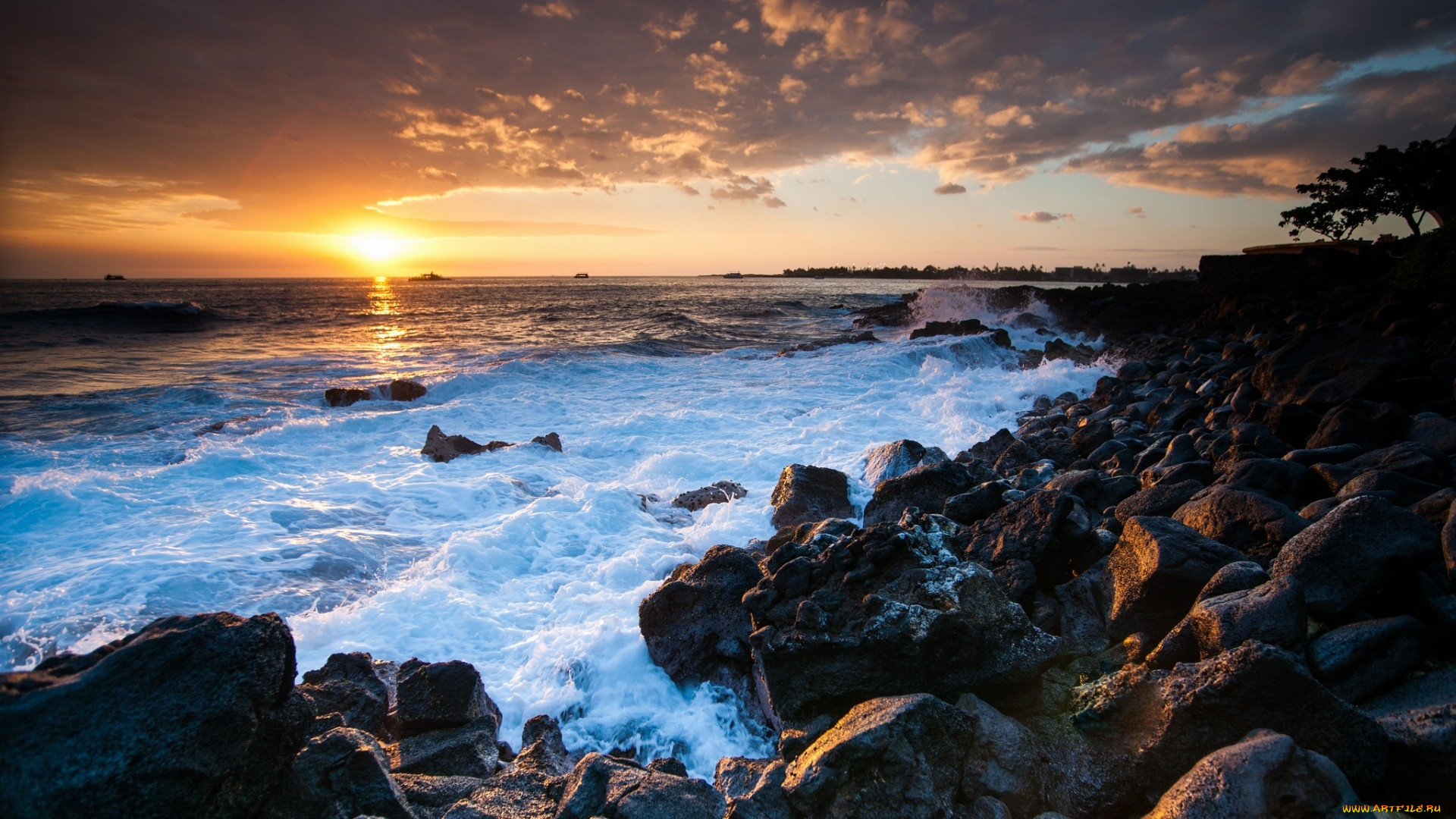hawaii, sunset, природа, восходы, закаты, океан, закат, пляж, гавайи