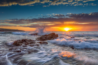 Картинка природа восходы закаты заря горизонт океан