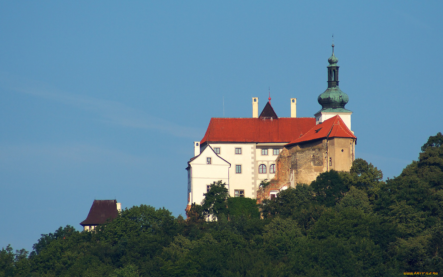 замок, vysoky, chlumec, Чехия, города, дворцы, замки, крепости, деревья, башня