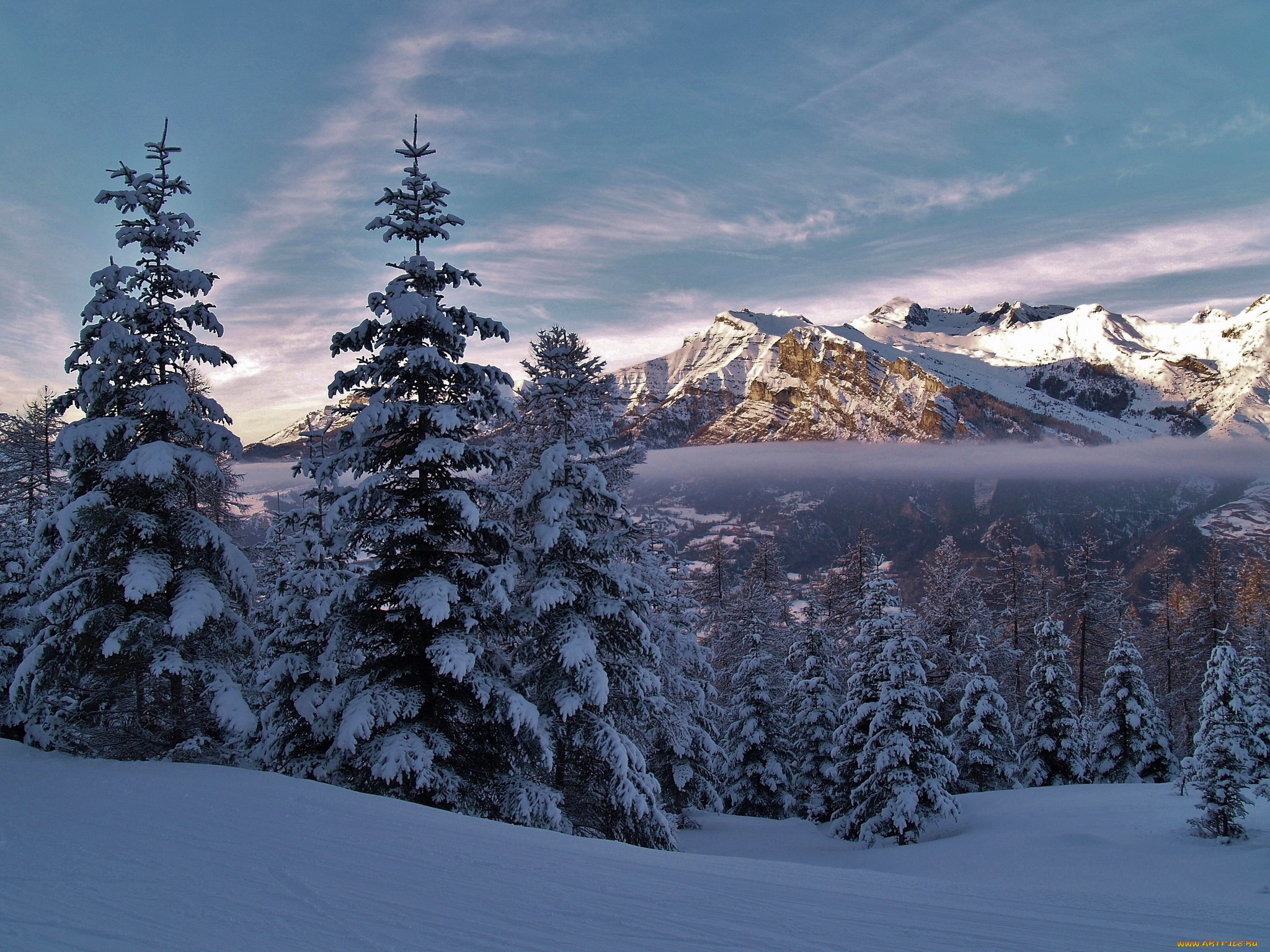 природа, зима, альпы, франция, alps, france, деревья, ели, сен-леже-ле-мелез, горы, снег