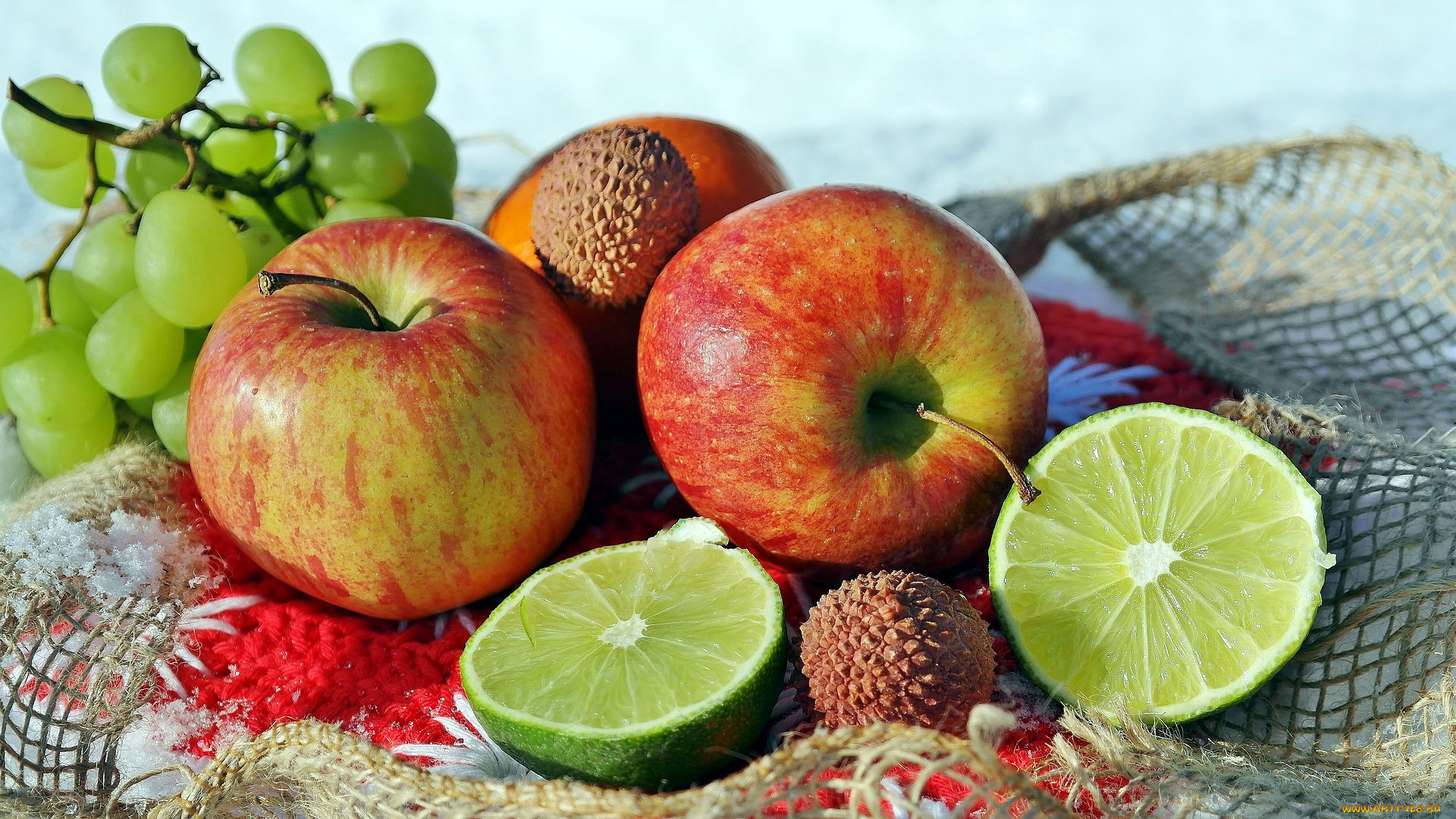 еда, фрукты, , ягоды, виноград, личи, яблоки, лайм