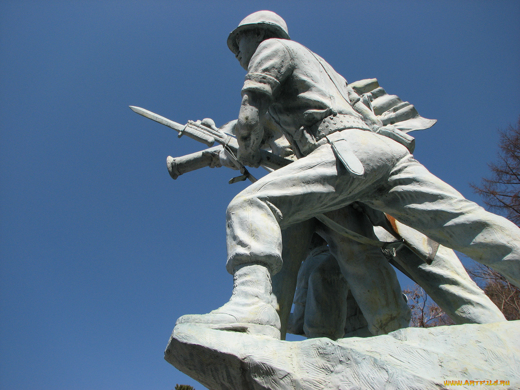 statue, dedicated, to, american, troops, at, bomunsan, города, памятники, скульптуры, арт, объекты