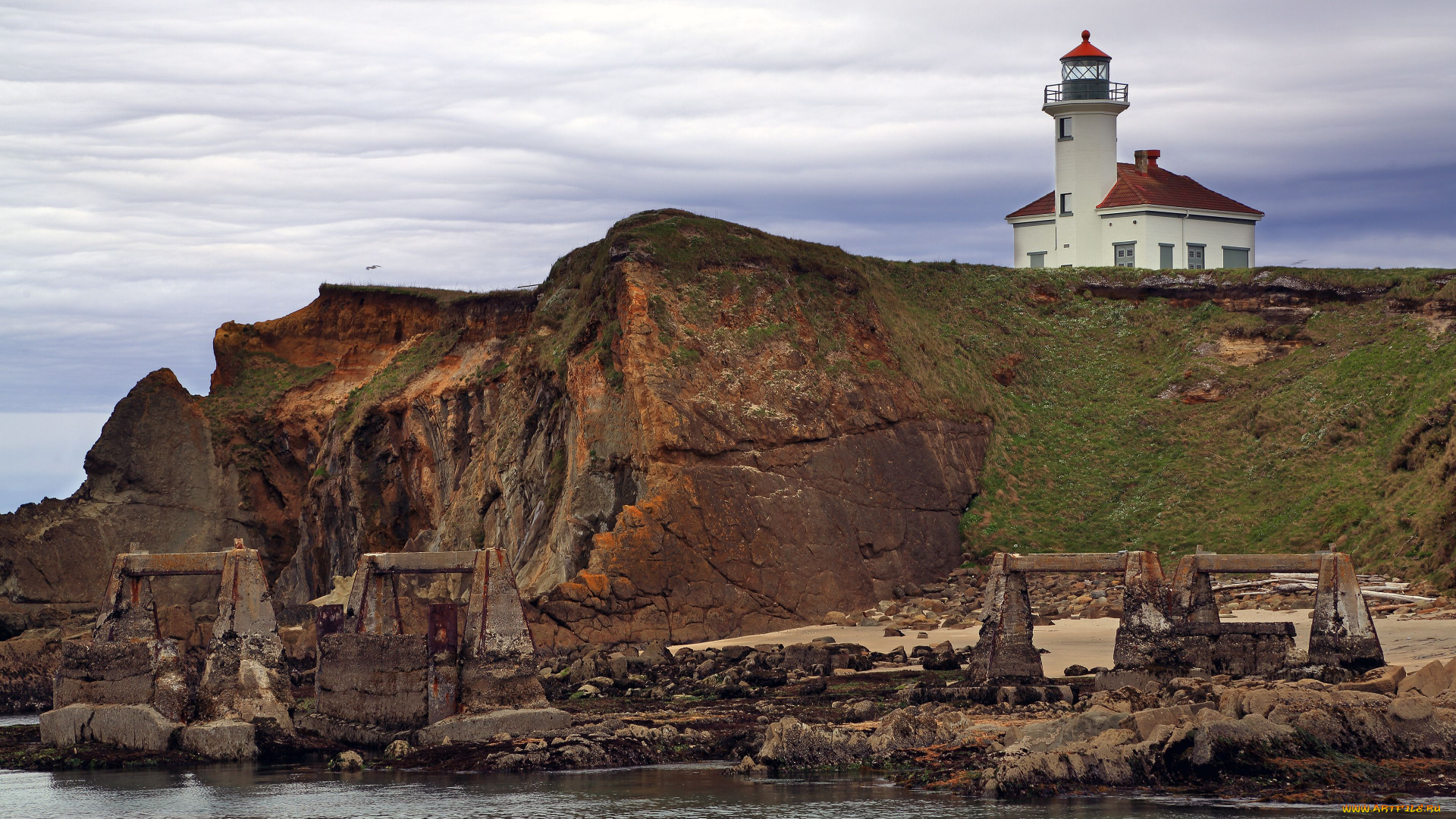 cape, arago, lighthouse, природа, маяки, скала, обрыв, побережье