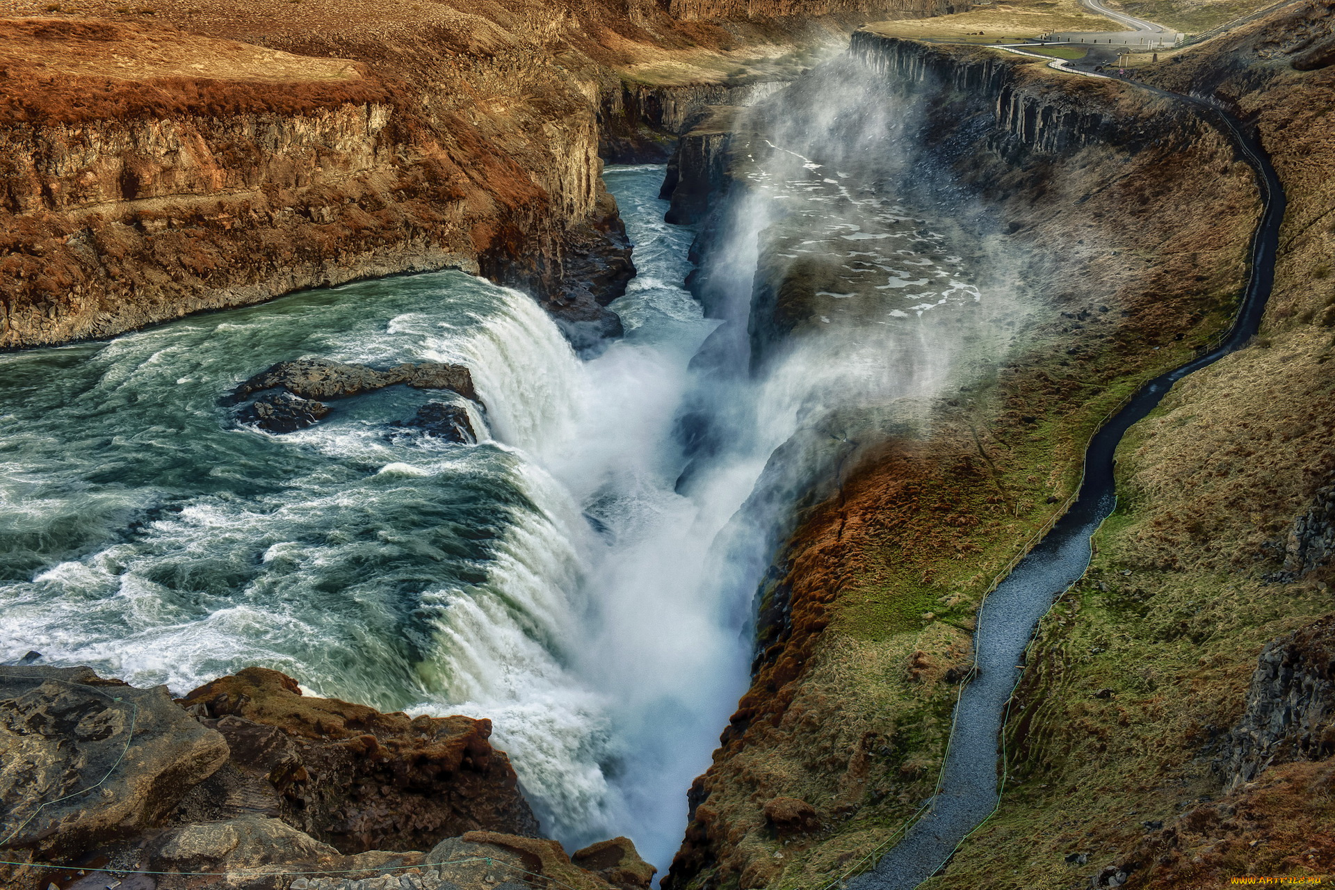 исландия, gullfoss, waterfall, природа, водопады, водопад