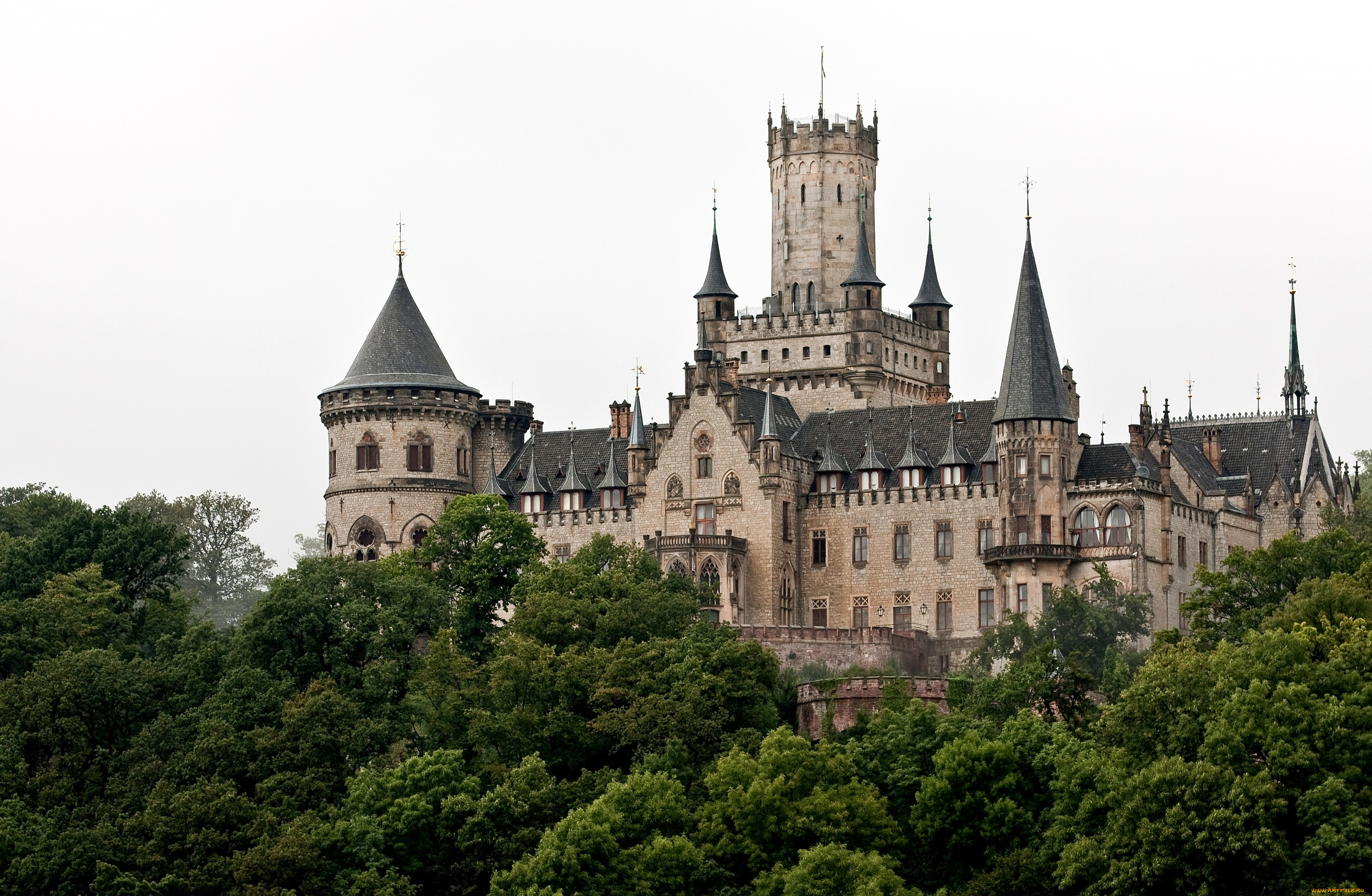замок, мариенбург, германия, города, дворцы, замки, крепости, шпили, башни, деревья, окна, hanover, germany