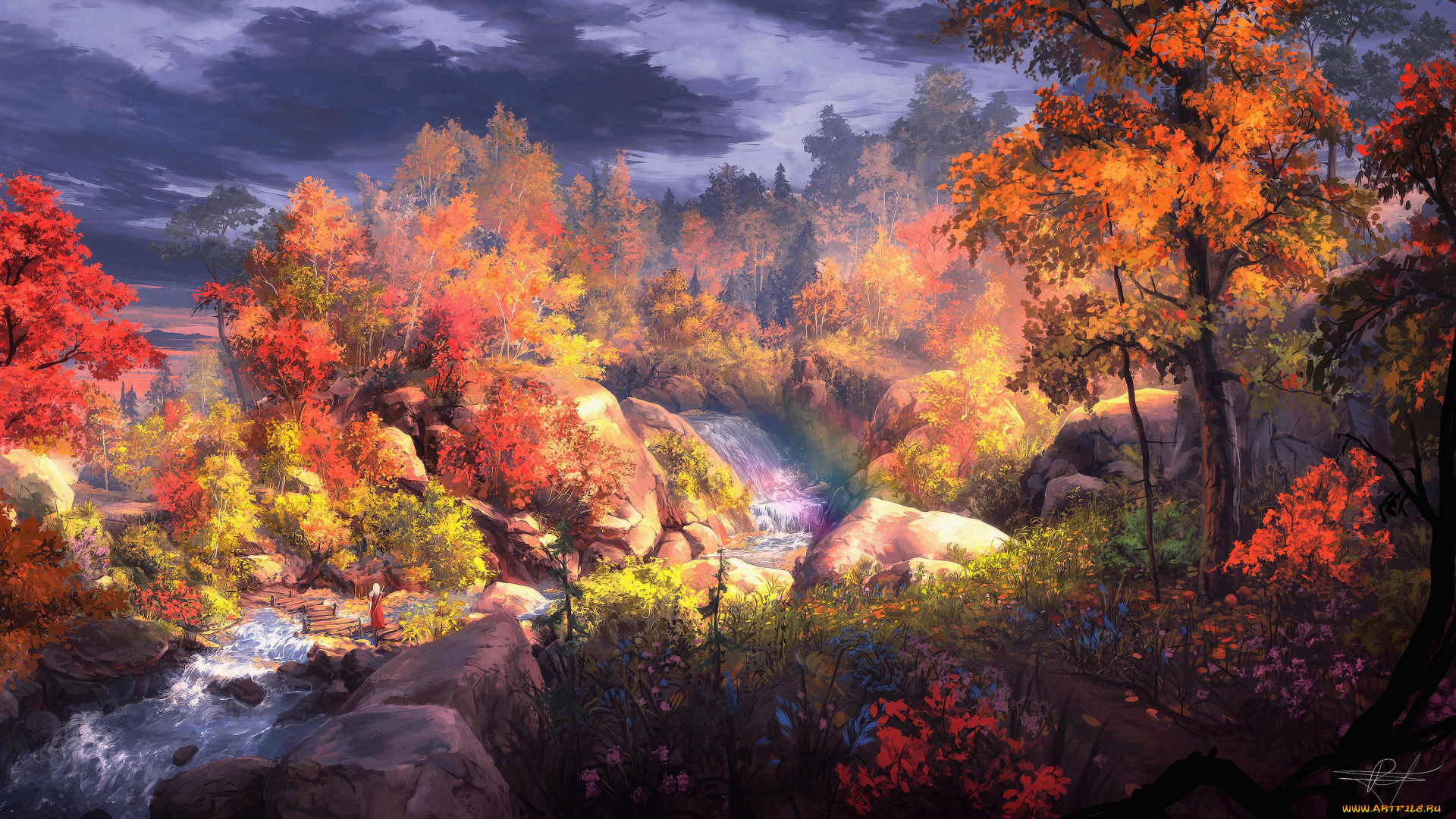 рисованное, природа, осень, рисунок, фантазия