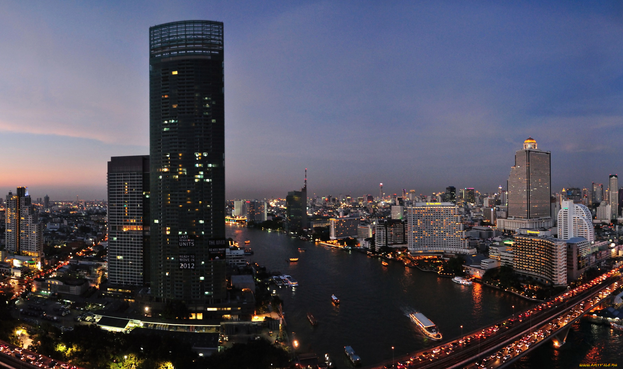таиланд, бангкок, города, ночь, огни, панорама