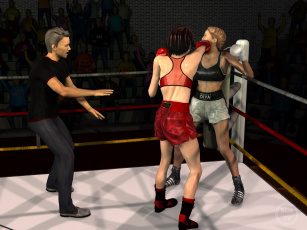 Картинка 3д+графика спорт+ sport ринг девушки фон взгляд бокс