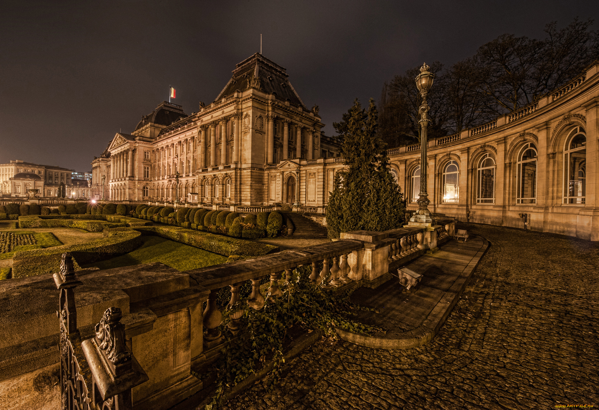 palace, of, brussels, города, брюссель, , бельгия, дворец, ночь