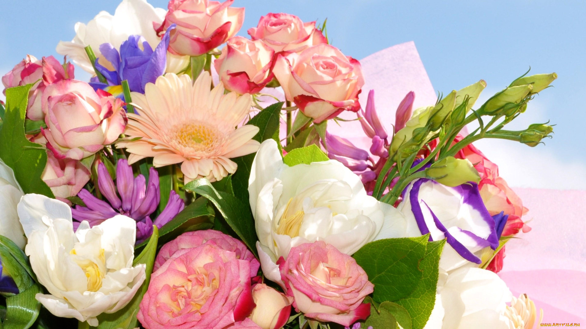 цветы, букеты, , композиции, эустома, гербера, тюльпаны, розы