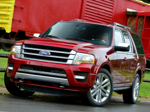 обоя автомобили, ford, expedition, 2015г, красный, platinum