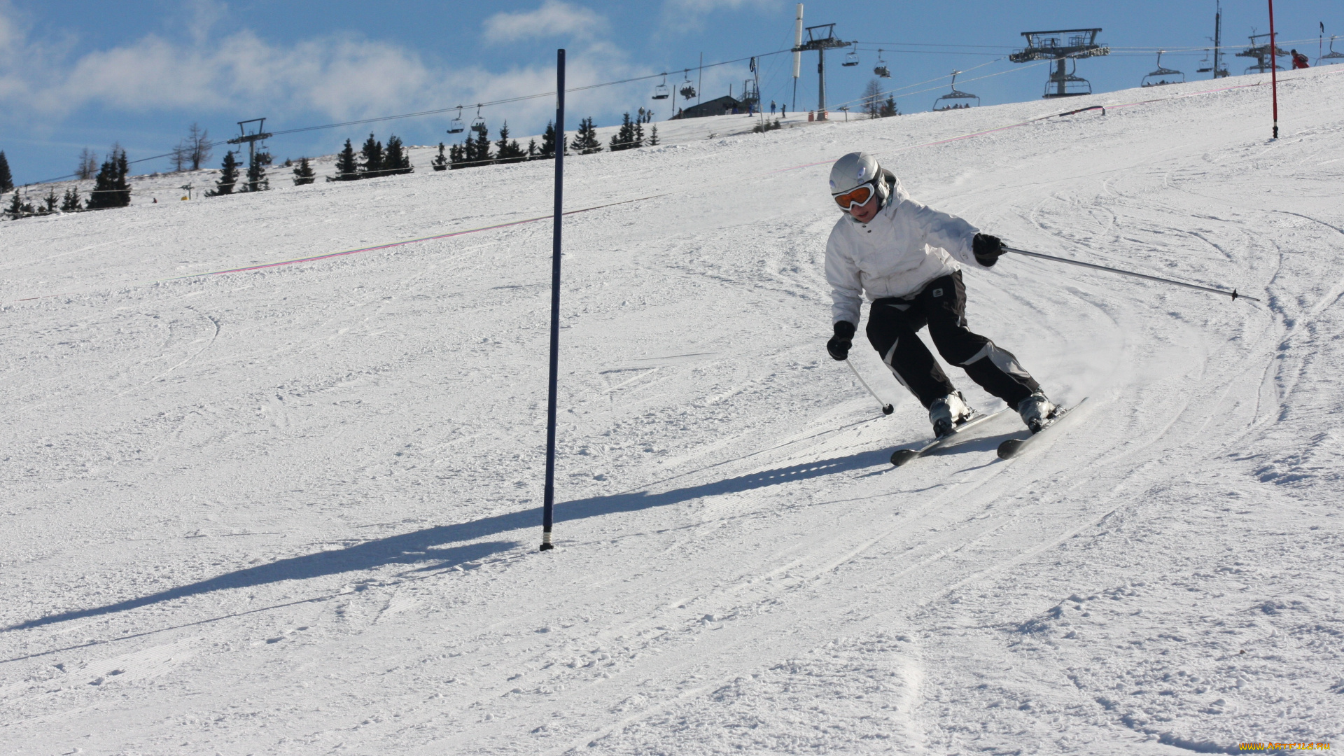 спорт, лыжный, снег, лыжи, горы