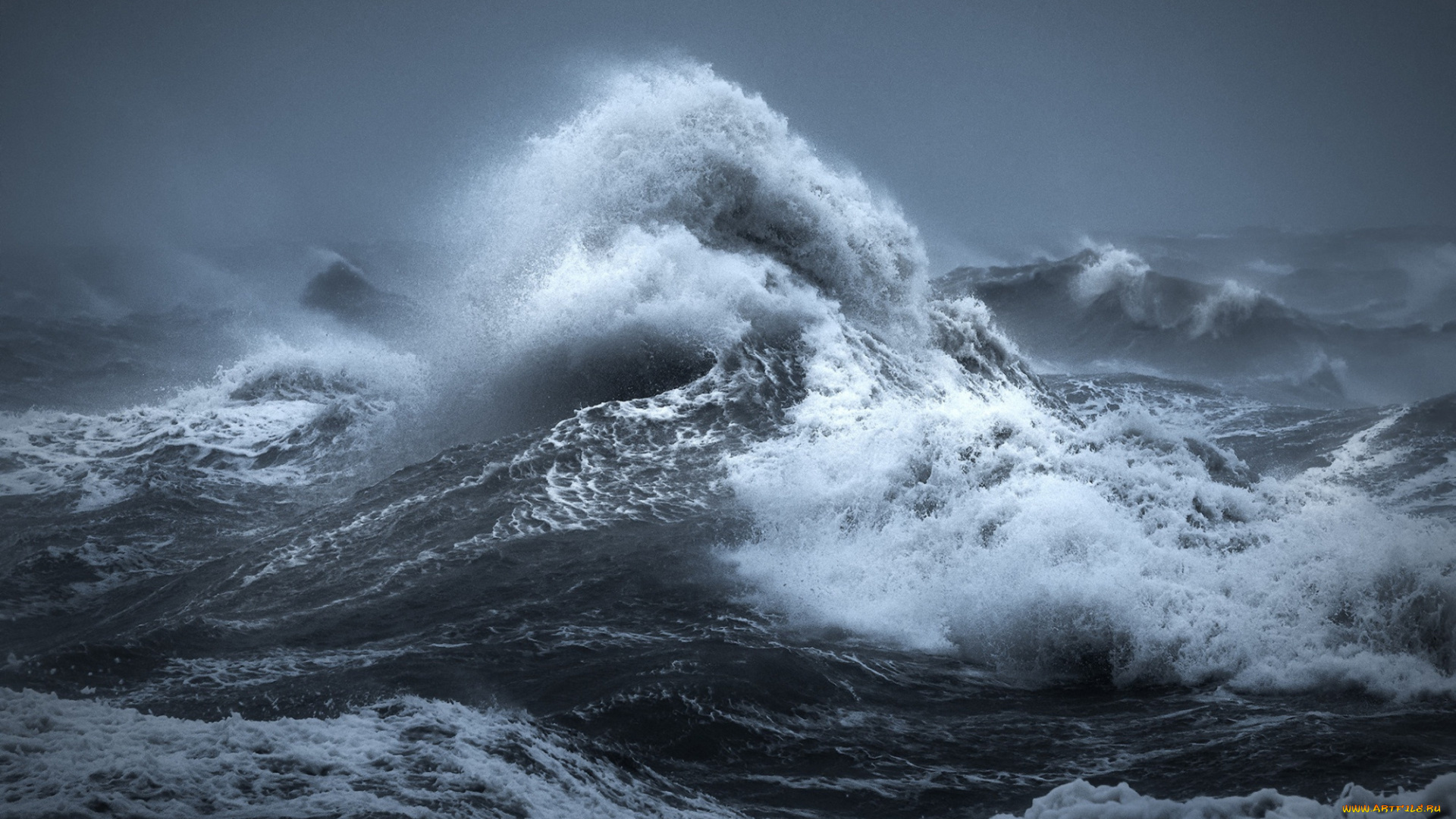 природа, моря, океаны, волны, шторм, буря, брызги, вода, океан, море, небо, непогода, ветер