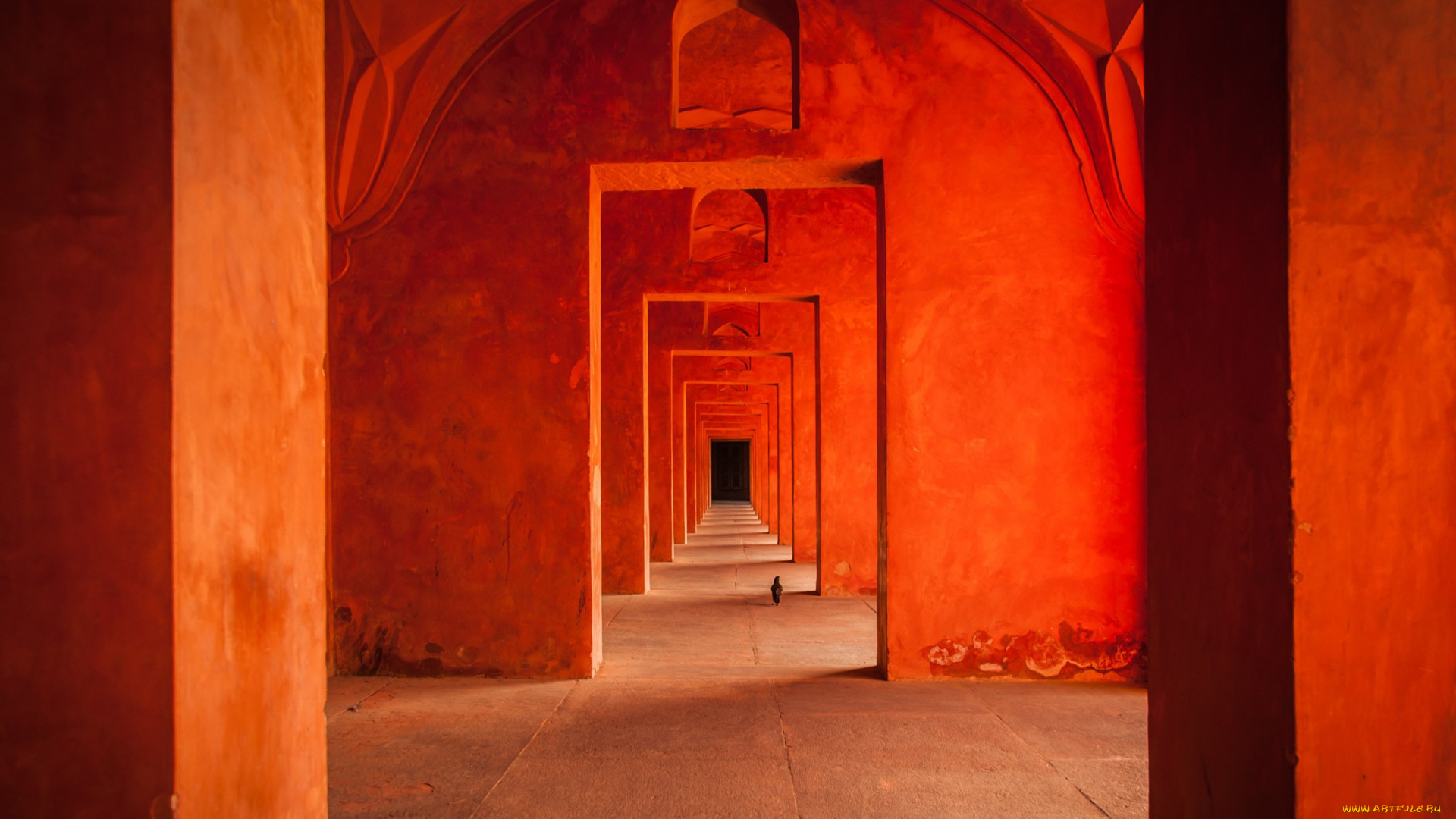 разное, элементы, архитектуры, столб, здание, красный, оранжевый, дверные, проемы, архитектура, пакистан
