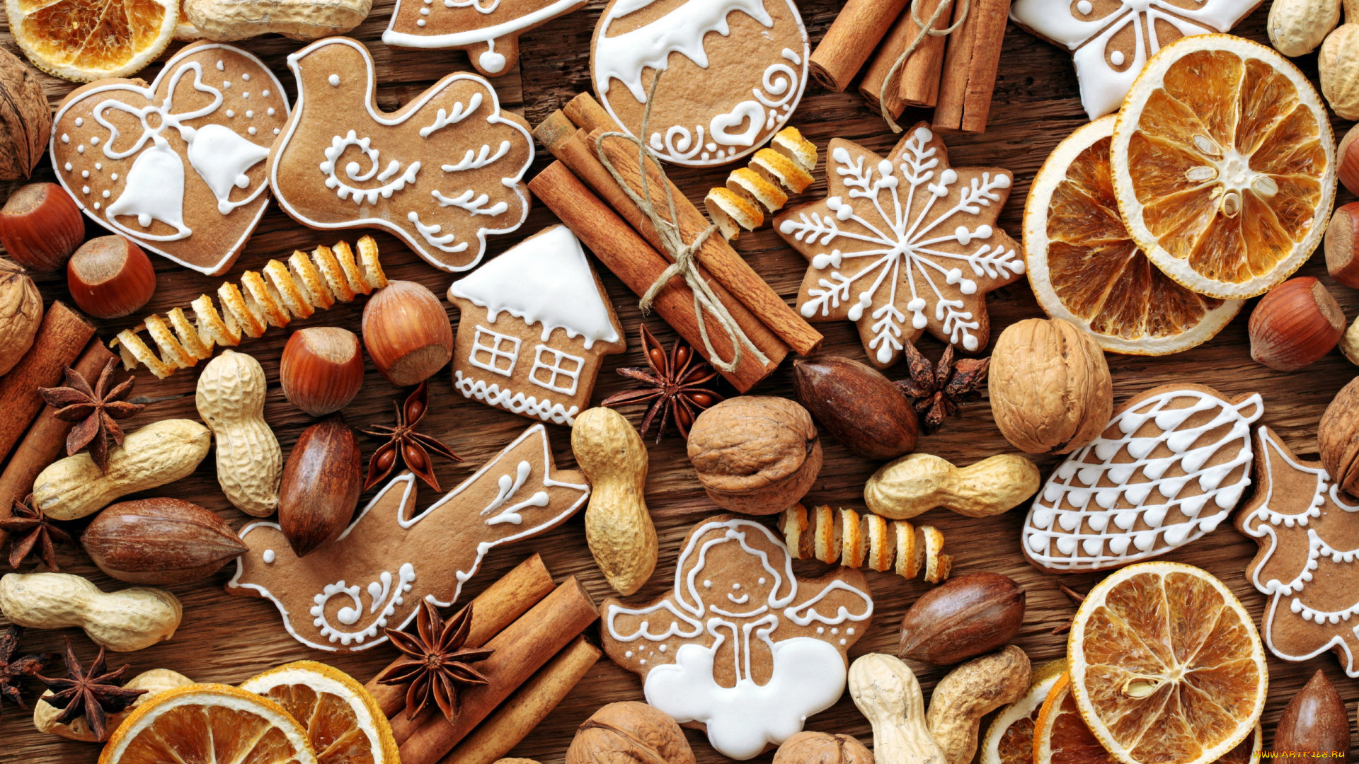 праздничные, угощения, орехи, печенье, корица, бадьян