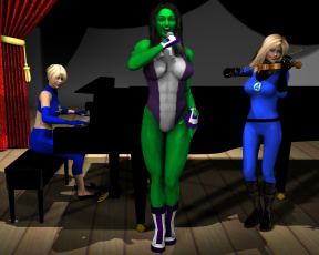 Картинка 3д графика fantasy фантазия скрипка пианино существо девушки