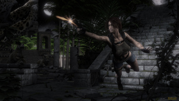 Картинка 3д+графика fantasy+ фантазия девушка оружие лесница