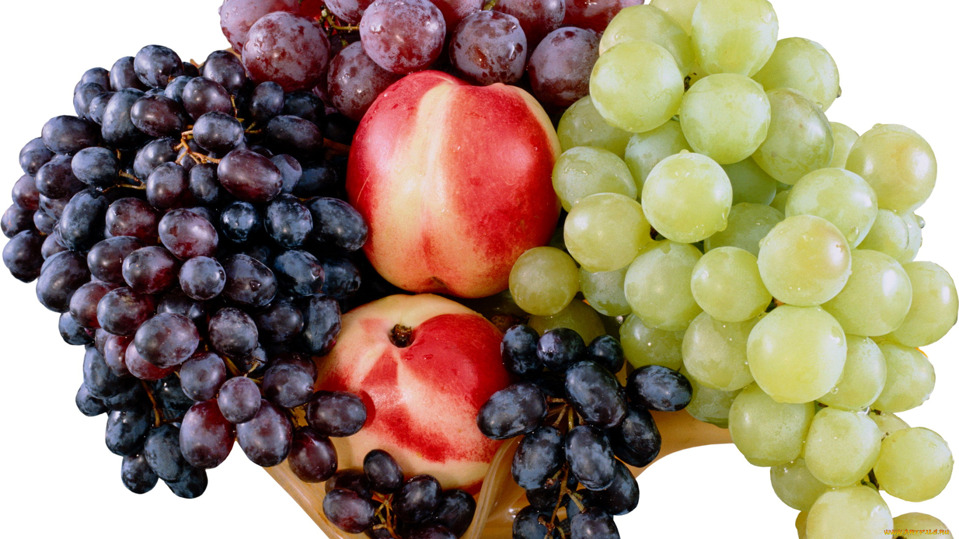 еда, фрукты, ягоды, виноград, нектарины