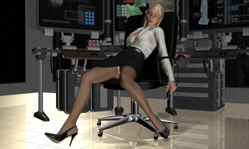 Картинка observers 3д+графика fantasy+ фантазия кресло девушка