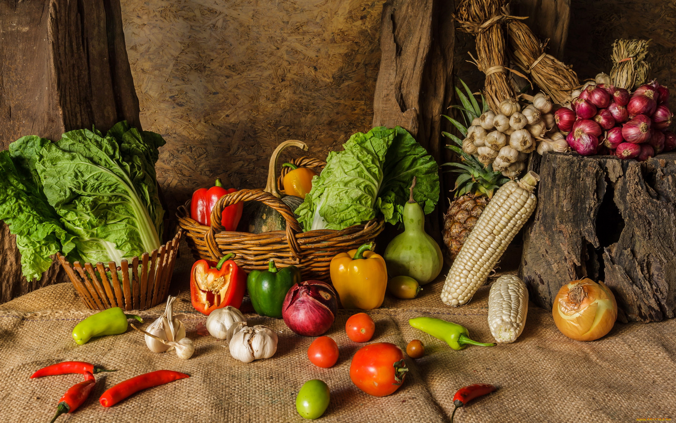 еда, овощи, лук, чеснок, перец, помидоры, зеленый, салат, кукуруза