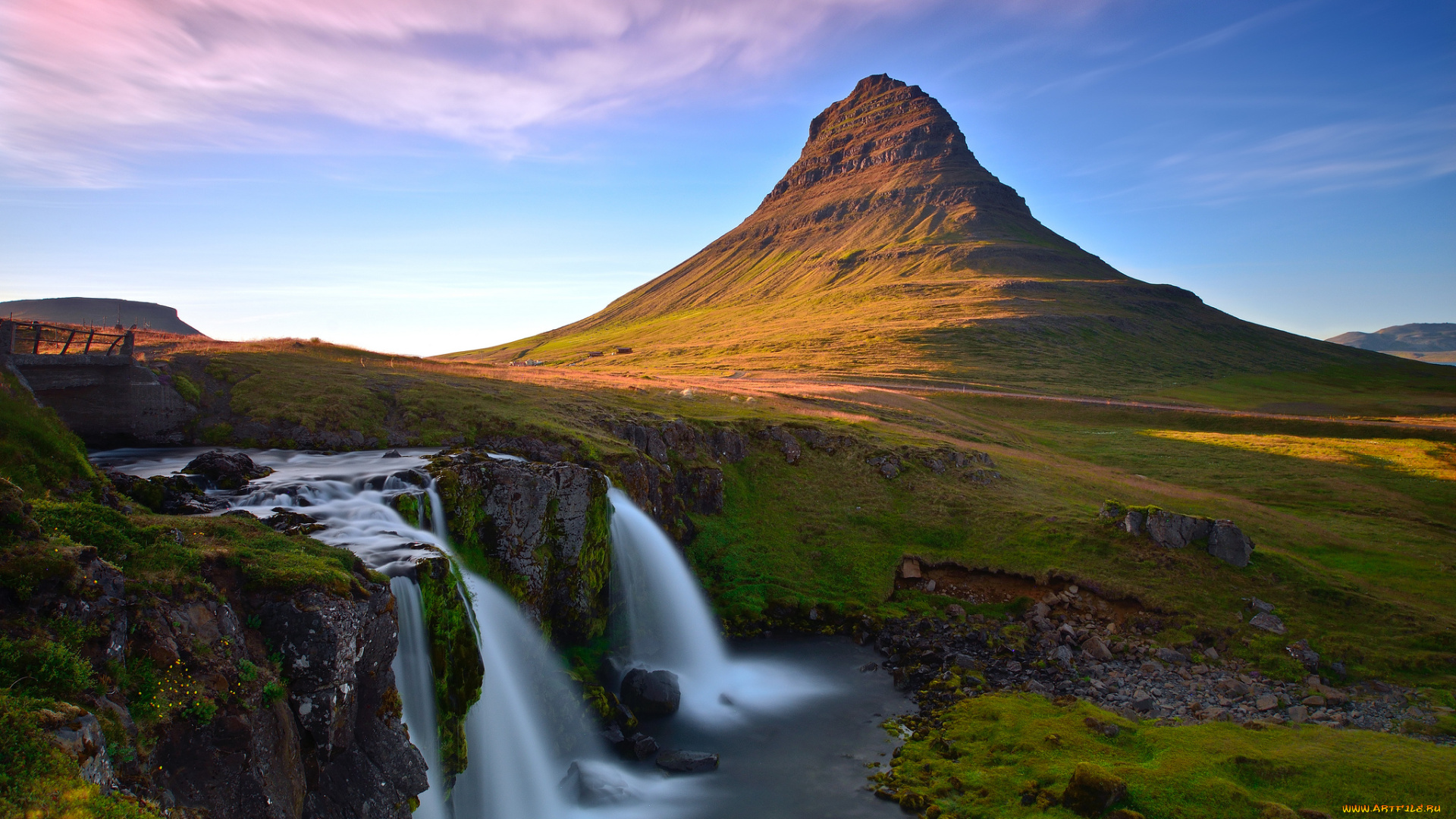 kirkjufellsfoss, iceland, природа, водопады, исландия, гора