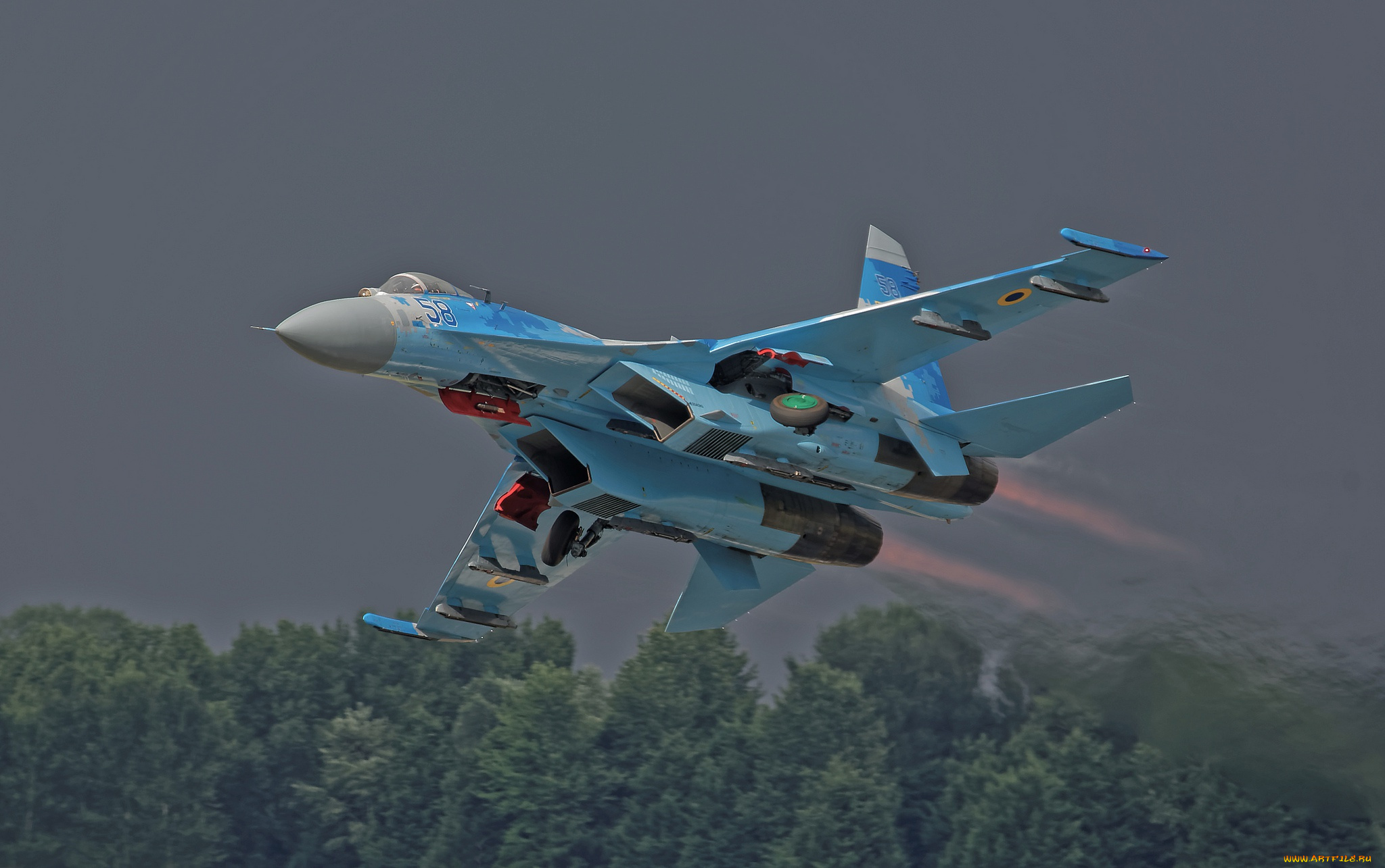 авиация, боевые, самолёты, soukhoи, su-27, flanker, лес, взлёт, боевой, самолёт