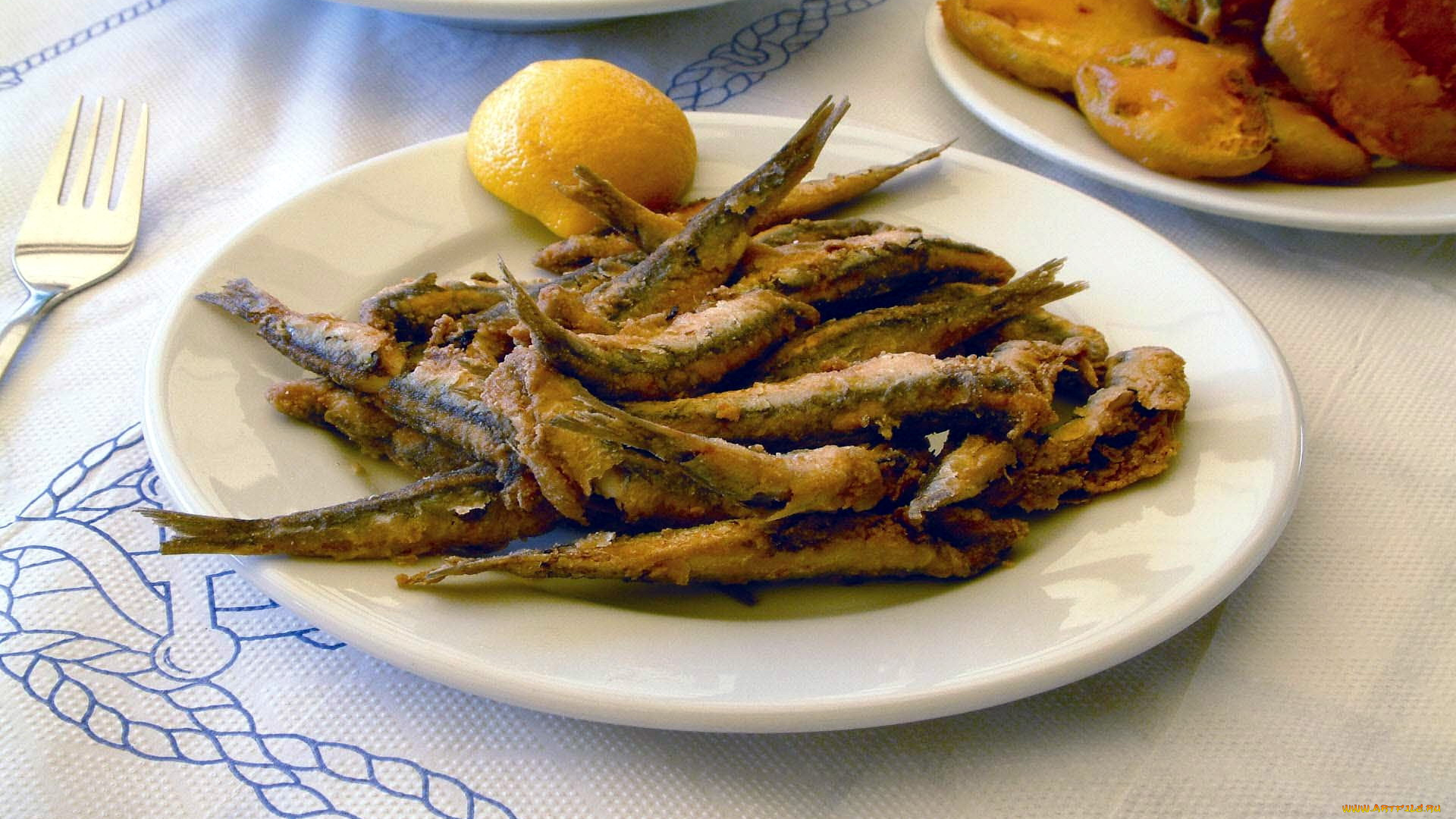 еда, рыбные, блюда, , с, морепродуктами, греческая, кухня, салака