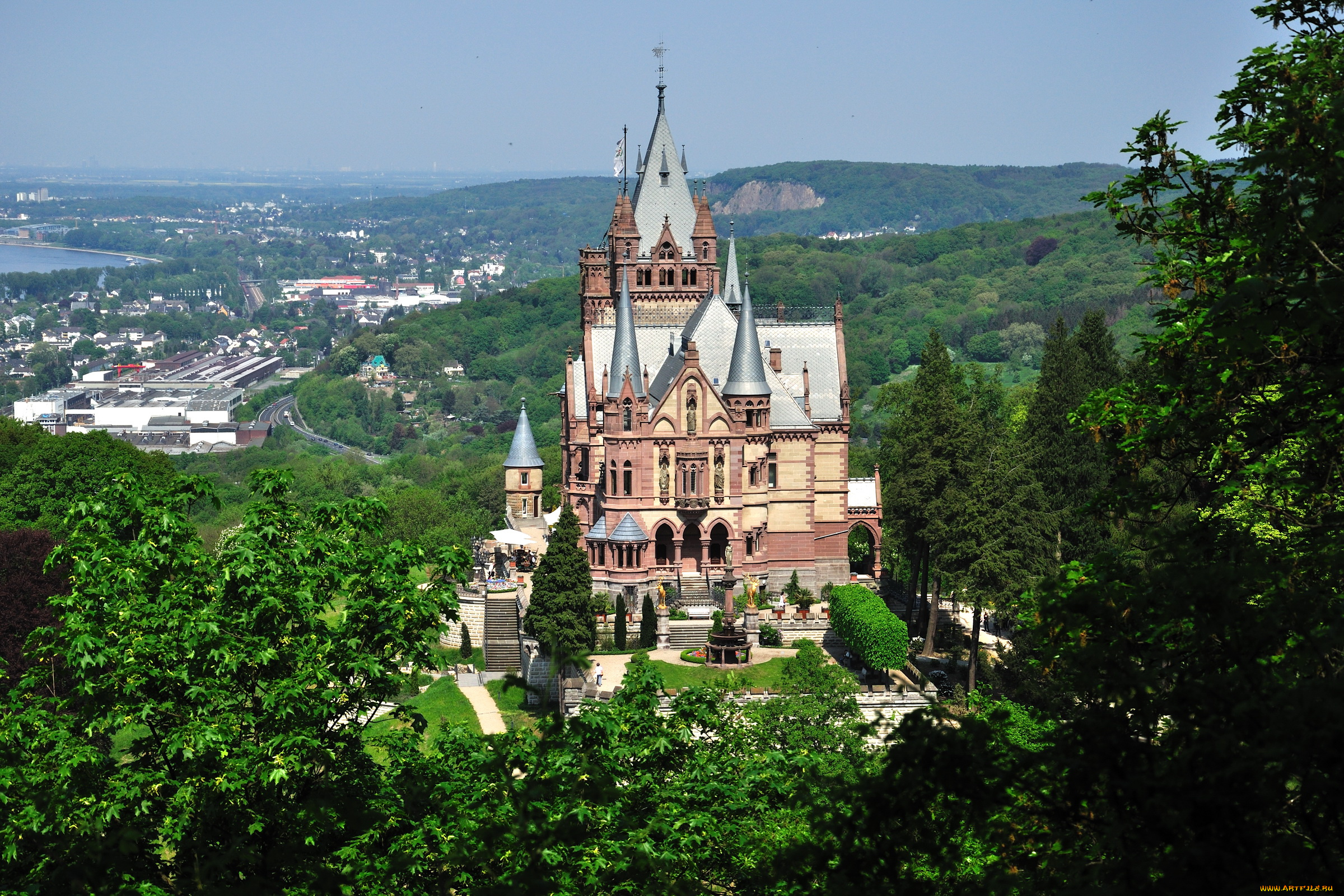 castle, drachenburg, германия, города, дворцы, замки, крепости, пейзаж, замок