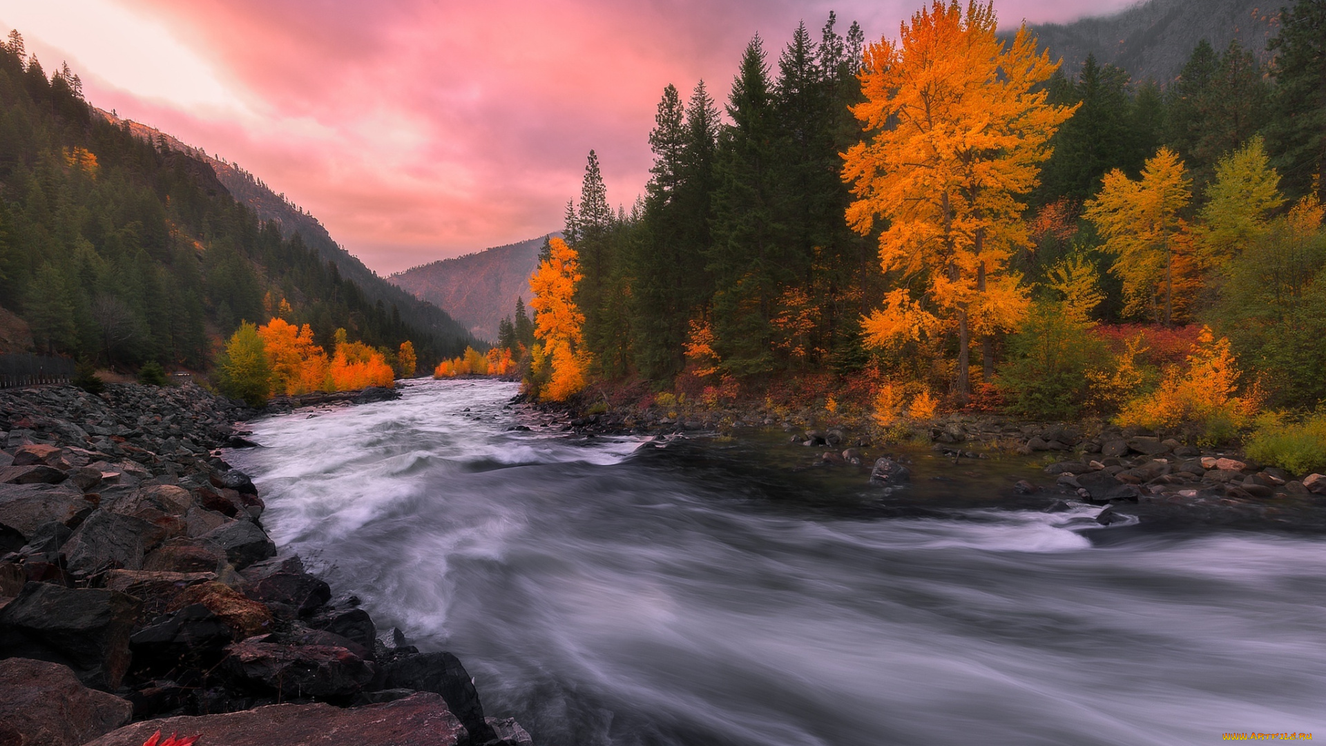 природа, реки, озера, река, поток, лес, осень, краски, камни, скалы