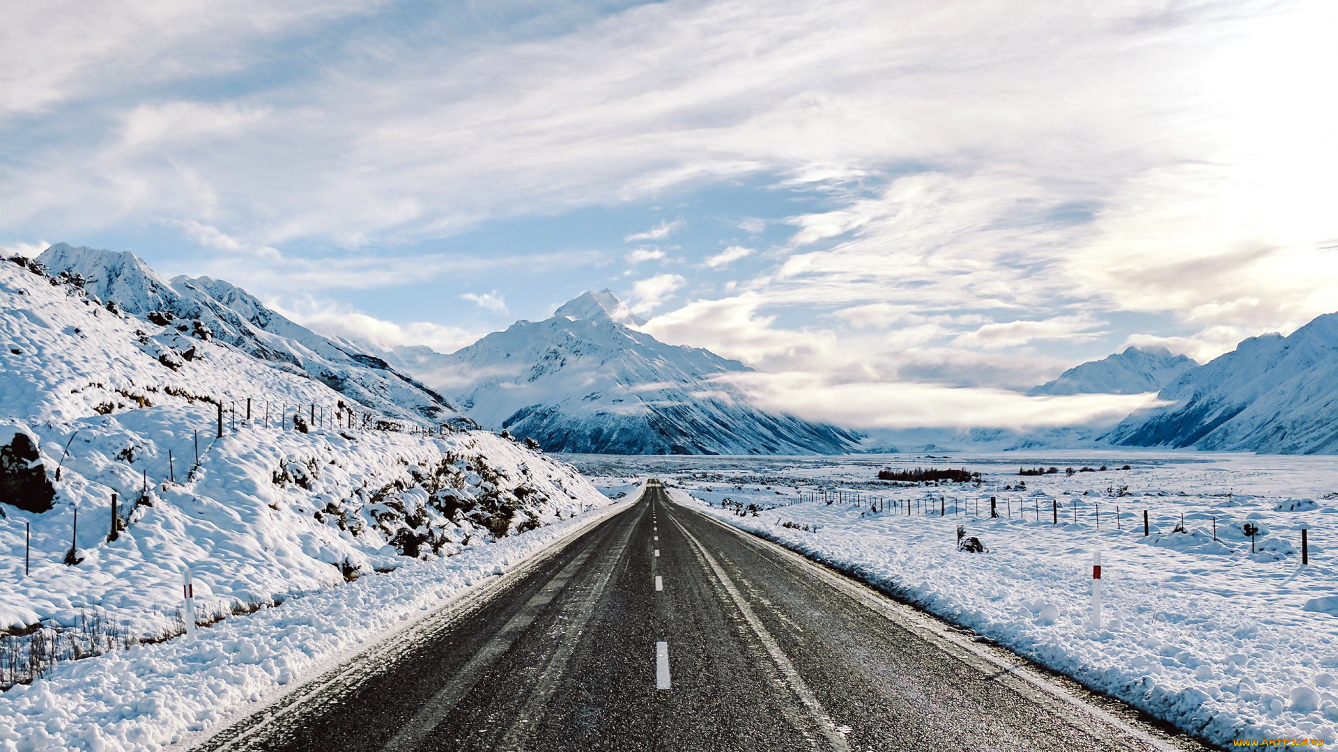 природа, дороги, зима, шоссе