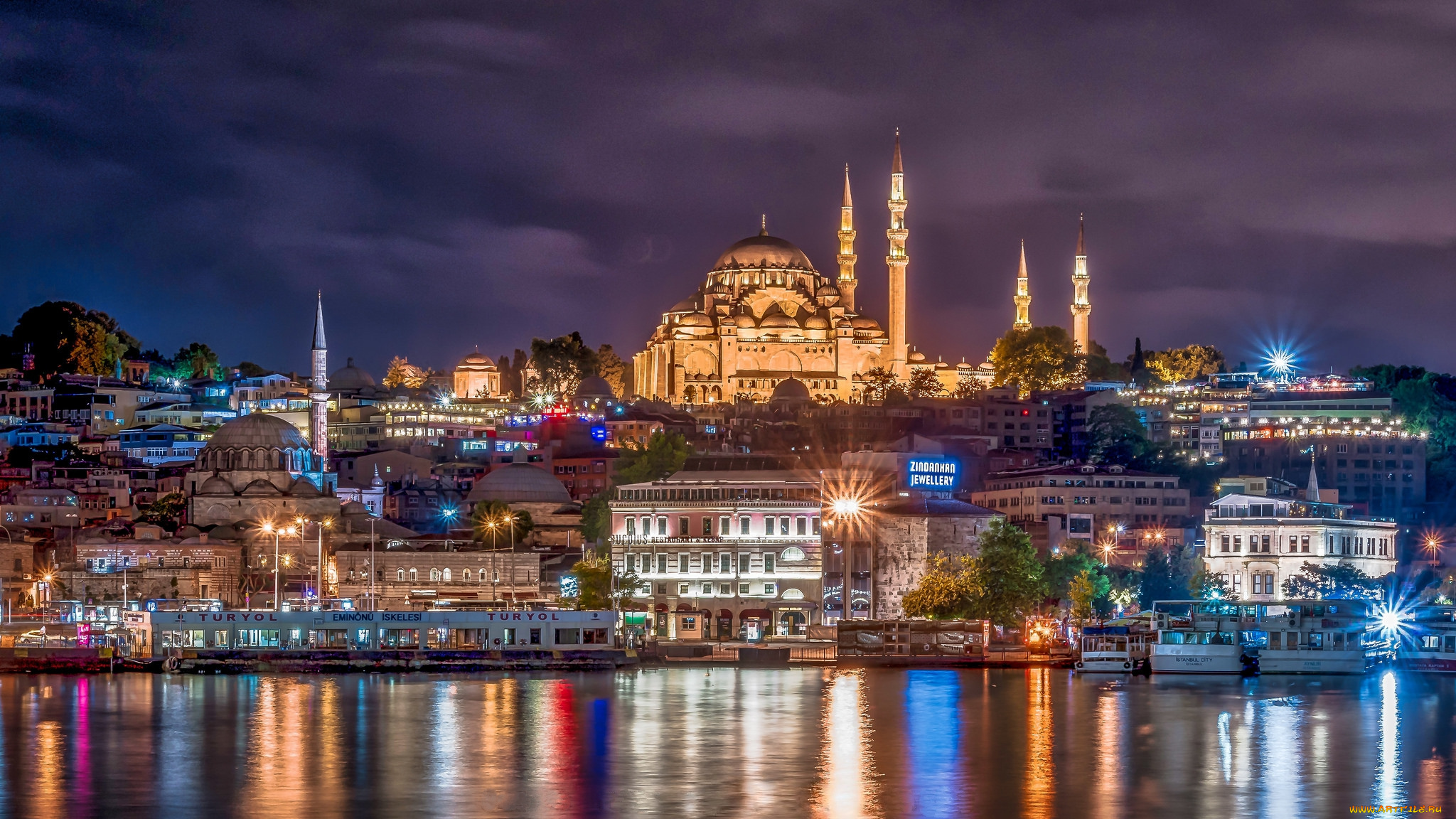 istanbul, города, стамбул, , турция, мечеть, ночь