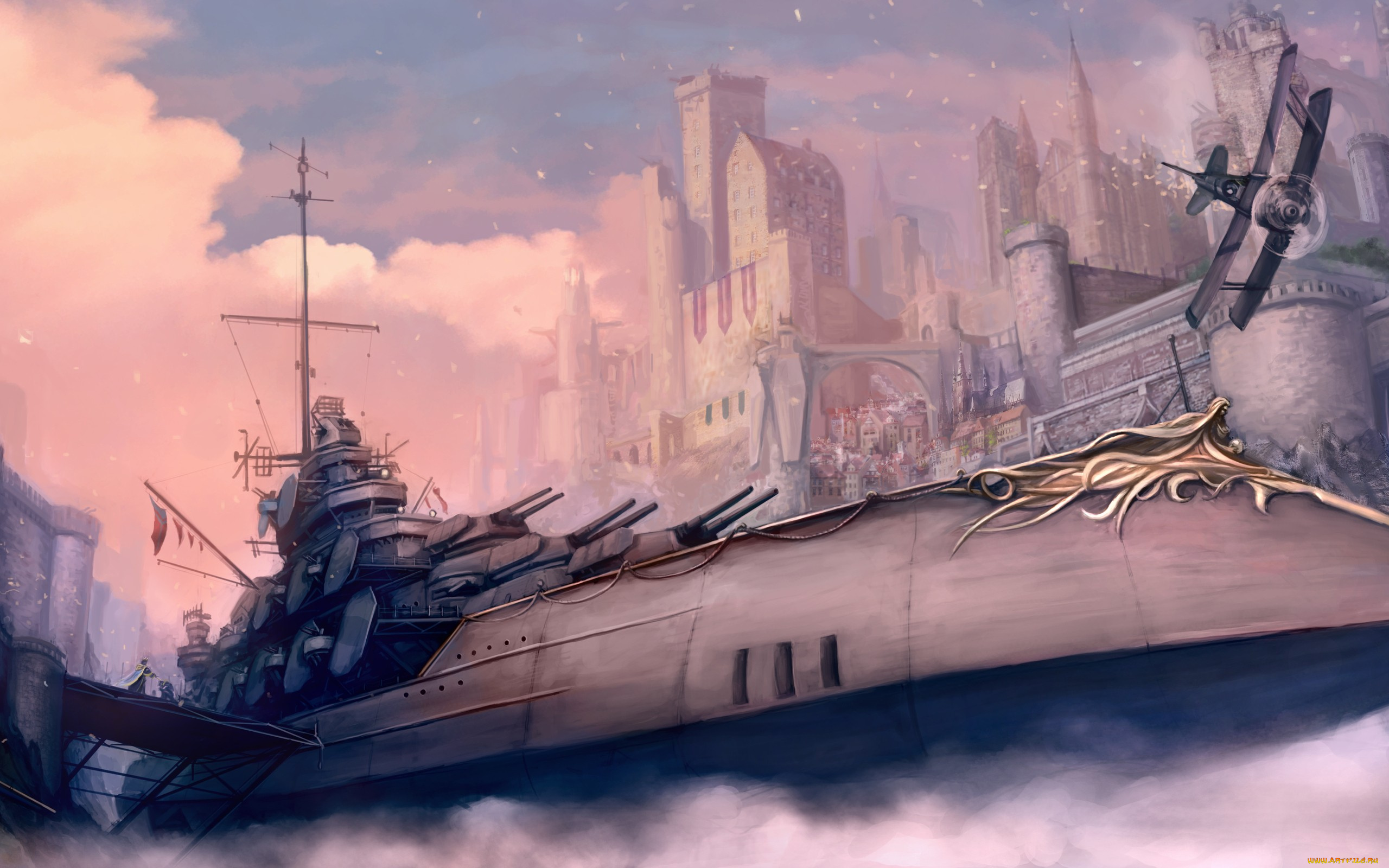 battle, ship, steampunk, рисованные, другое