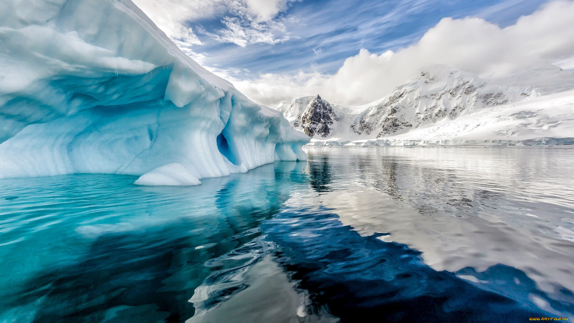 природа, айсберги, и, ледники, лед