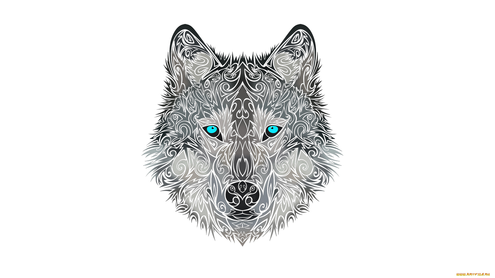 рисованное, минимализм, wolf, голова, морда, волк, стиль