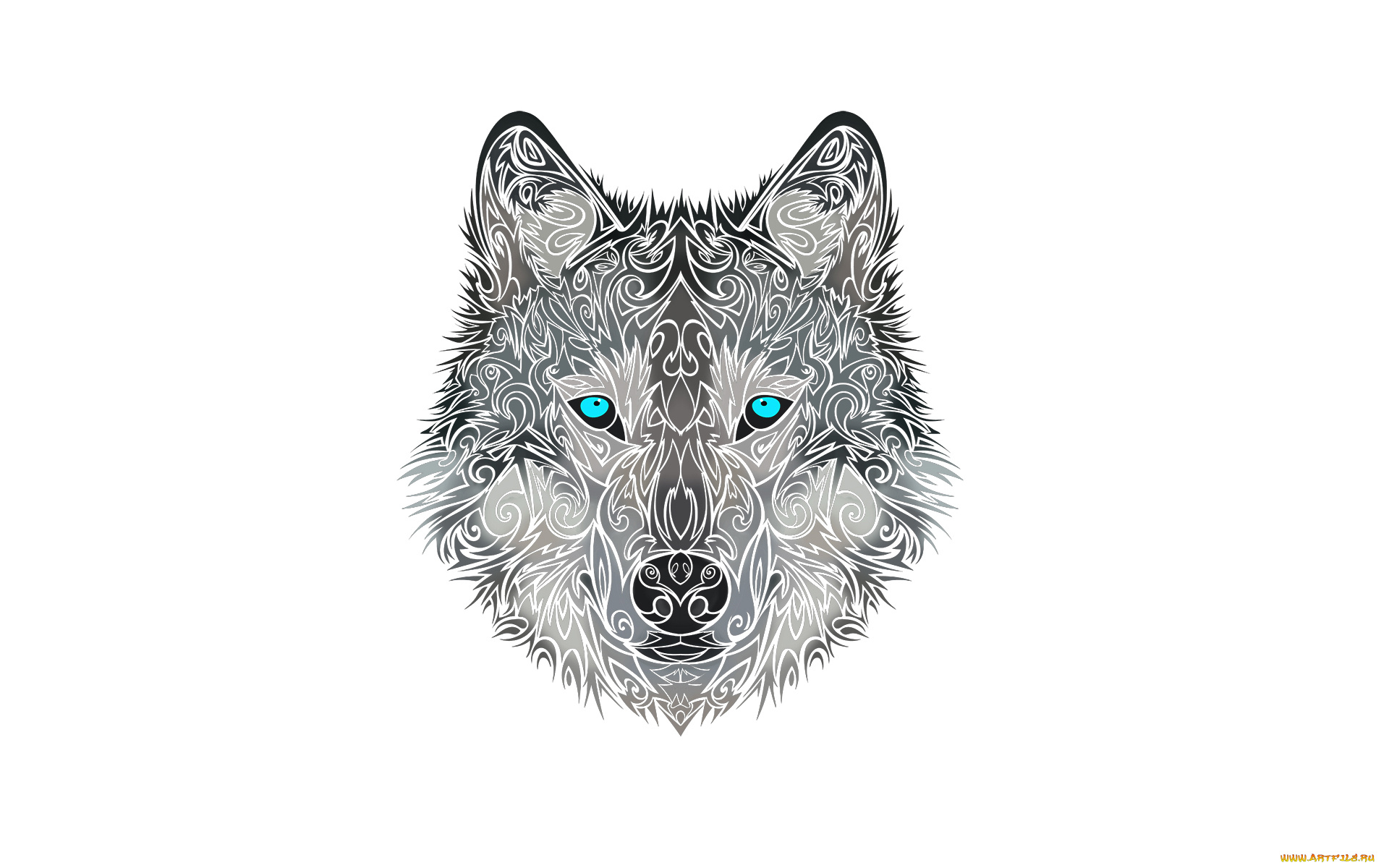 рисованное, минимализм, wolf, голова, морда, волк, стиль