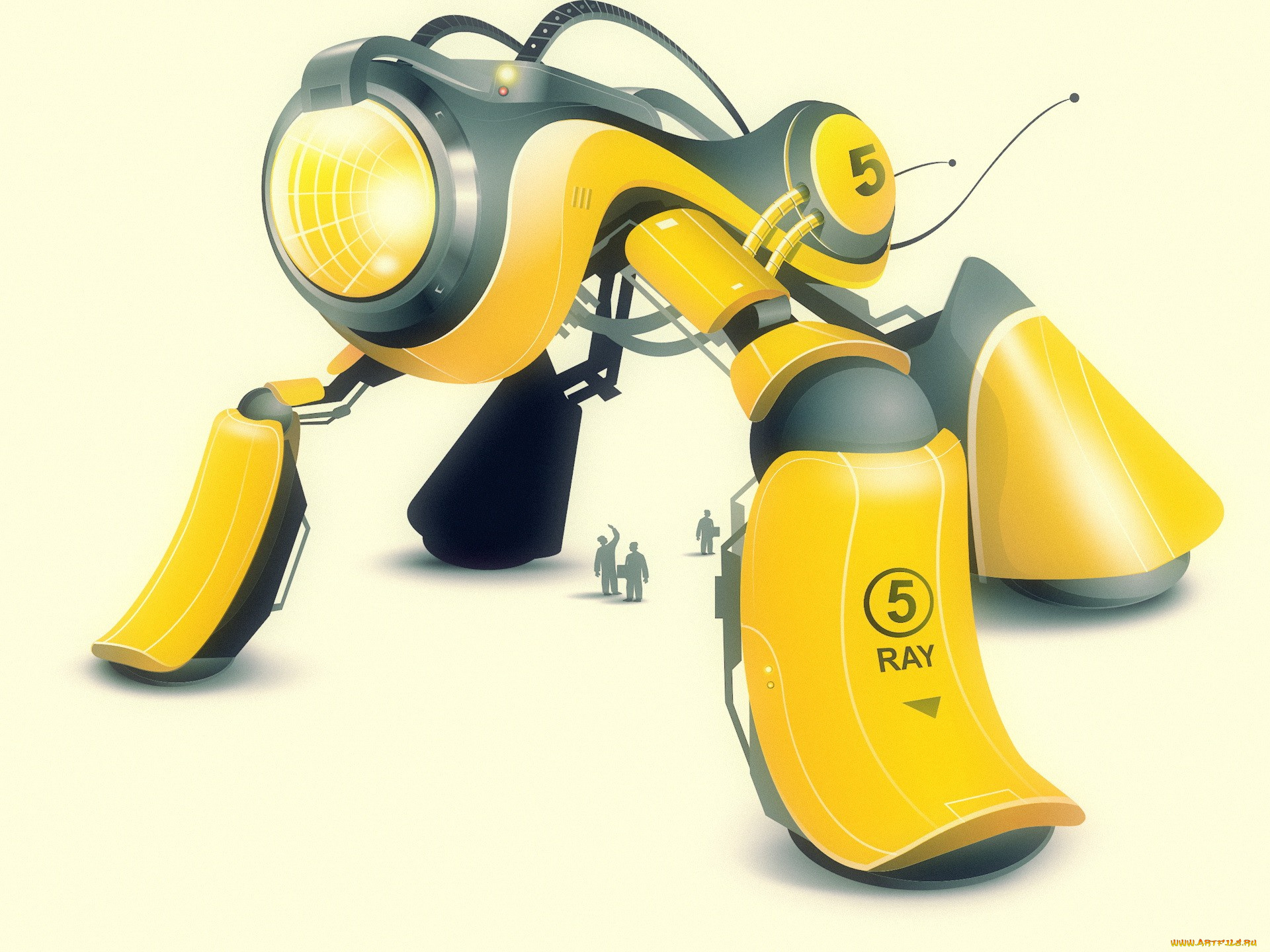 фэнтези, роботы, , киборги, , механизмы, робот, желтый, люди