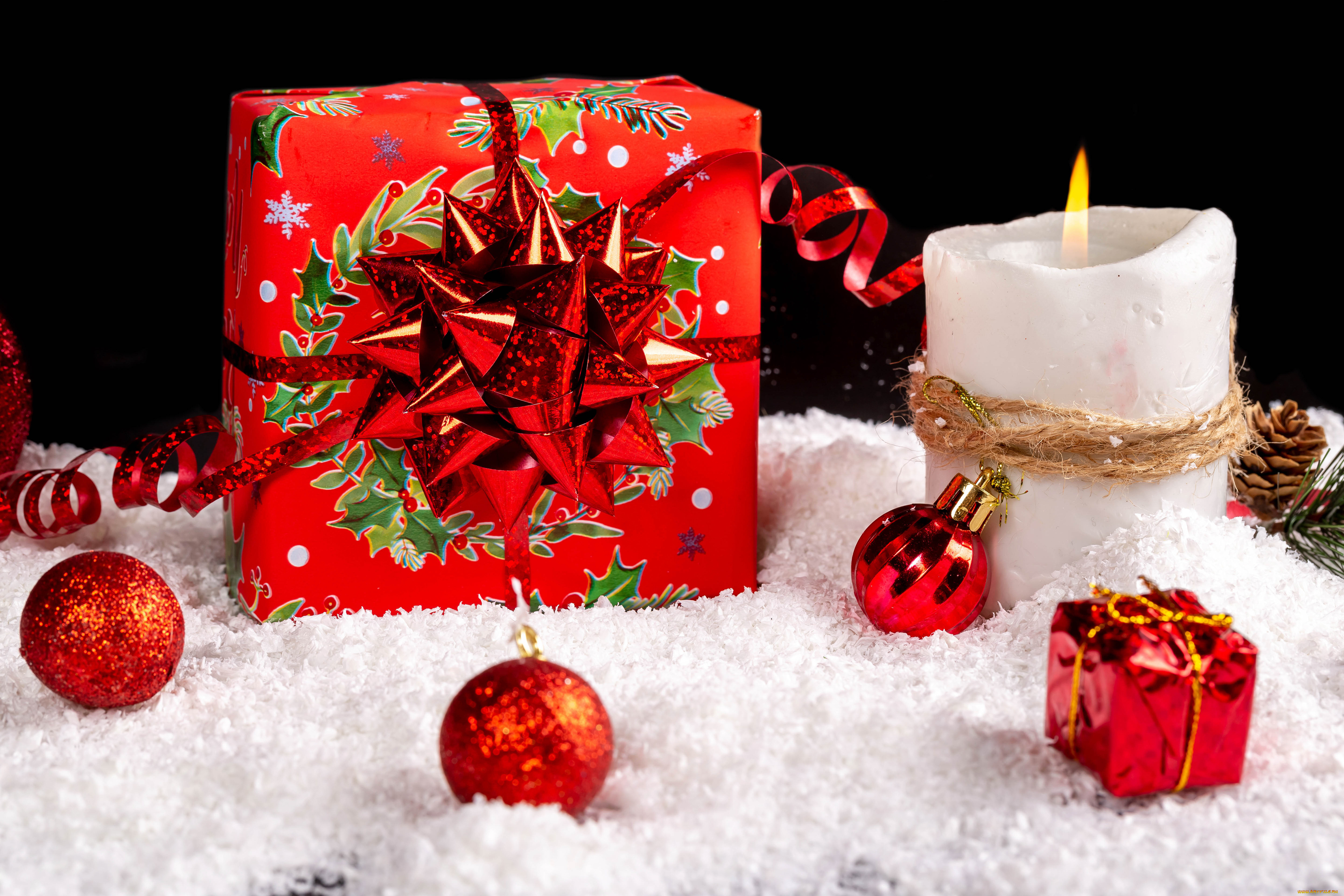 праздничные, подарки, и, коробочки, коробка, подарок, свеча, шарики