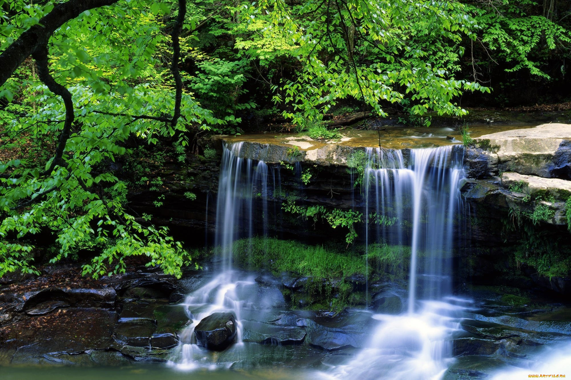 природа, водопады, красота, водопад, пейзаж, лето