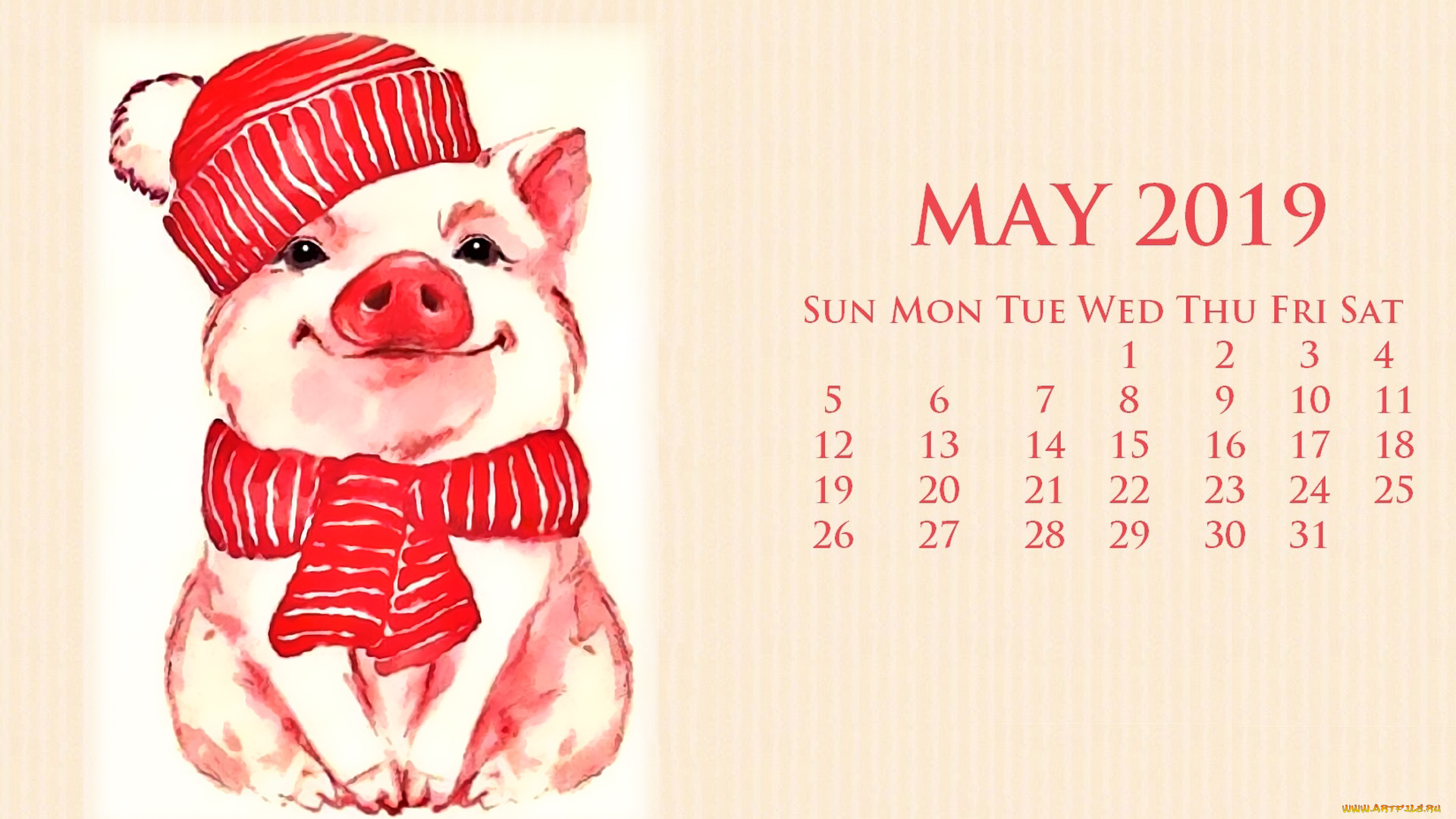 календари, рисованные, , векторная, графика, шарф, поросенок, свинья, шапка
