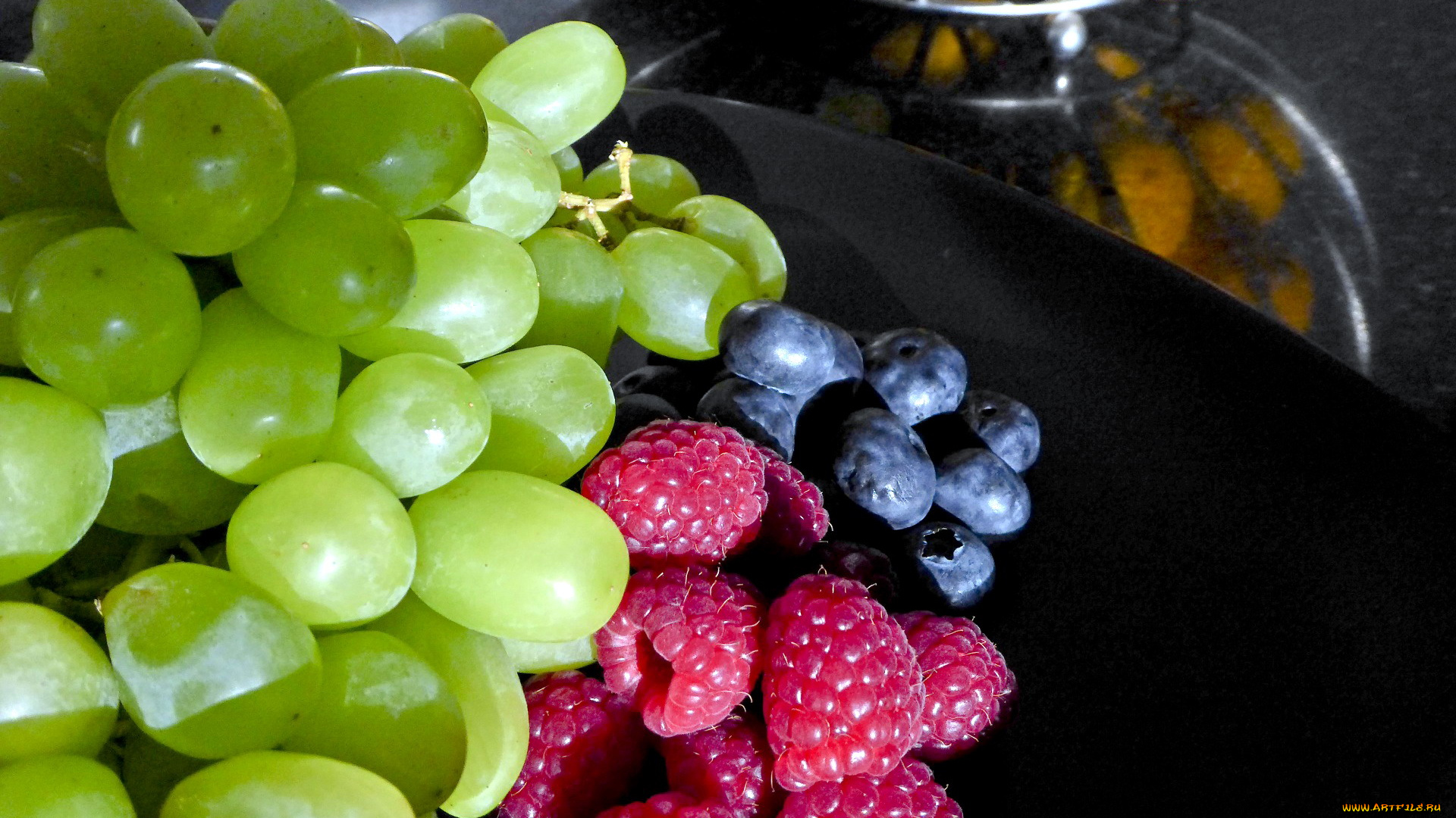 еда, фрукты, , ягоды, виноград, черника, малина