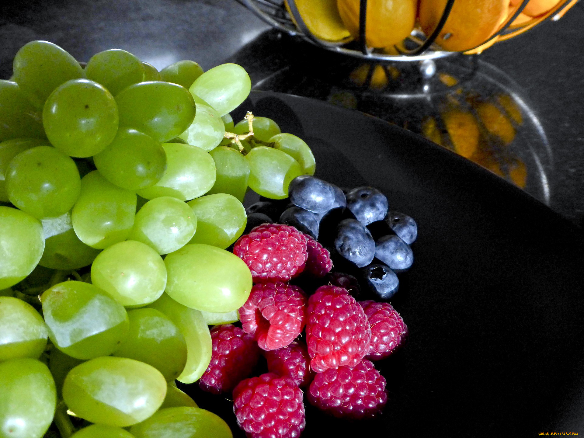 еда, фрукты, , ягоды, виноград, черника, малина