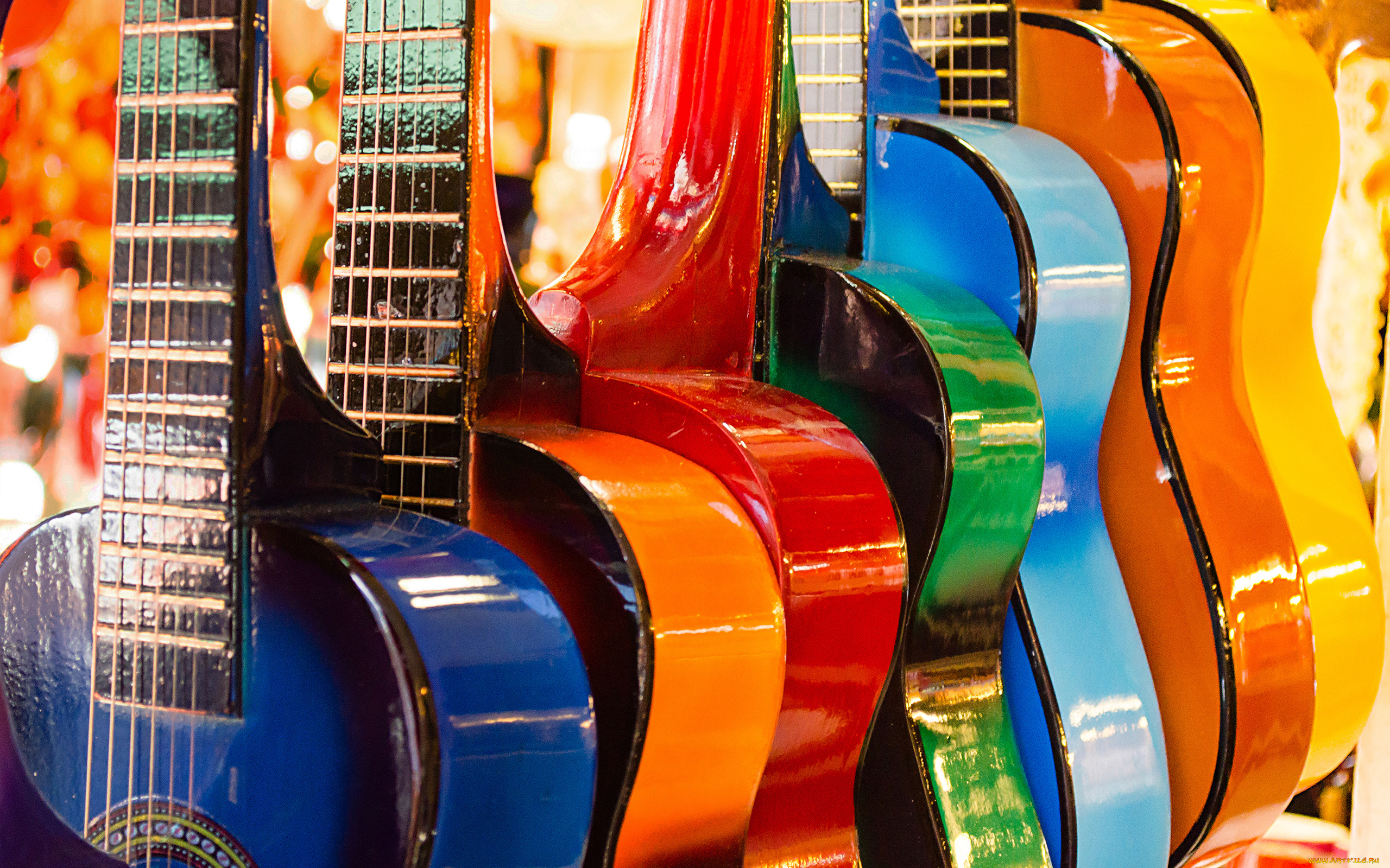 музыка, -музыкальные, инструменты, colorful, guitars, гитара