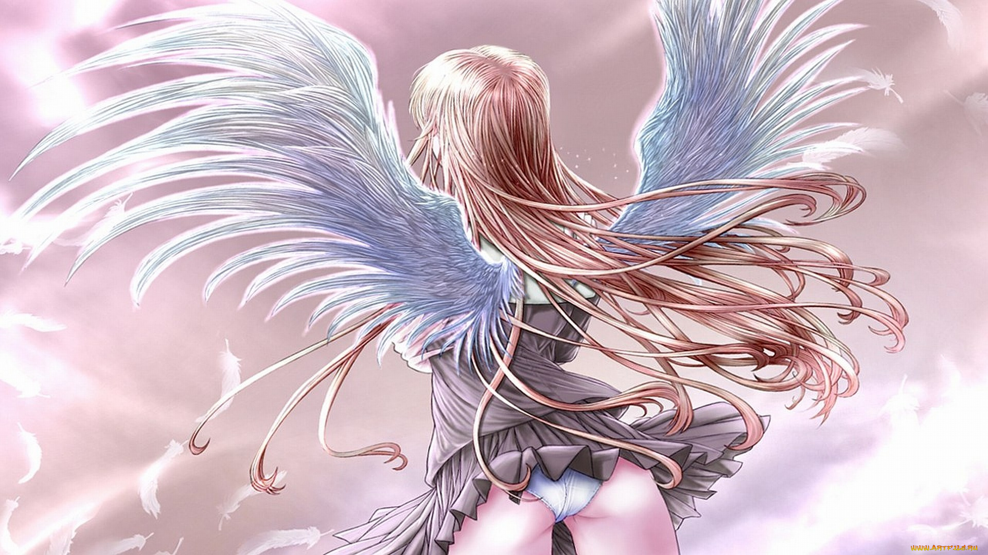 фэнтези, ангелы, девушка, ангел, крылья, платье, перья