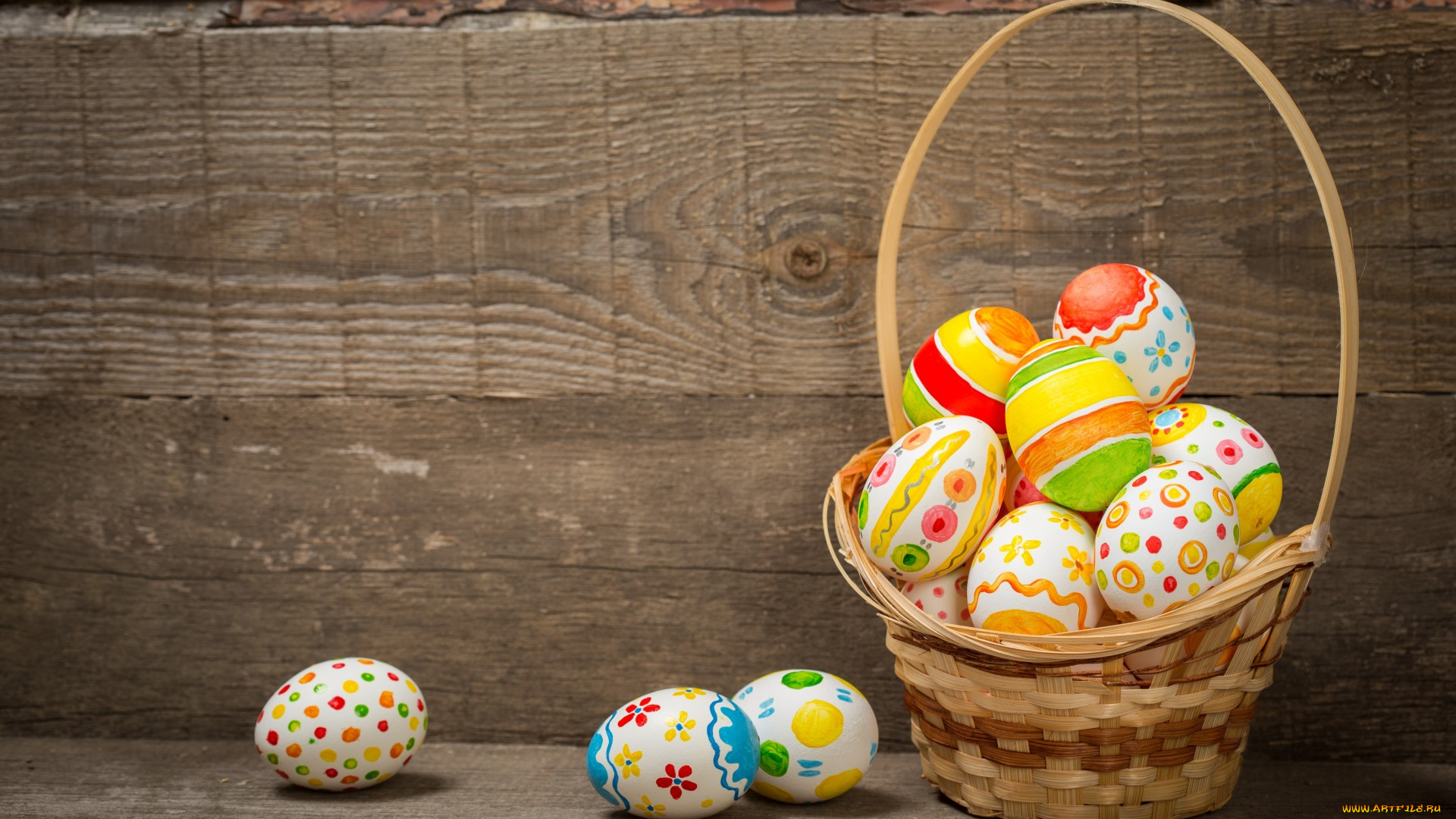 праздничные, пасха, яйца, крашеные, eggs, holiday, happy, spring, basket, wood, colorful, корзина, easter