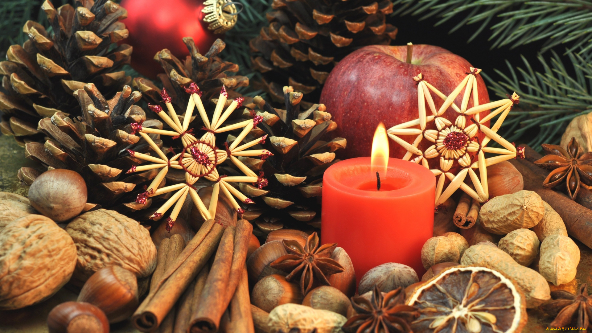 праздничные, угощения, печенье, сладости, фрукты, корица, nuts, орехи, decoration, merry, xmas, christmas, новый, год, рождество