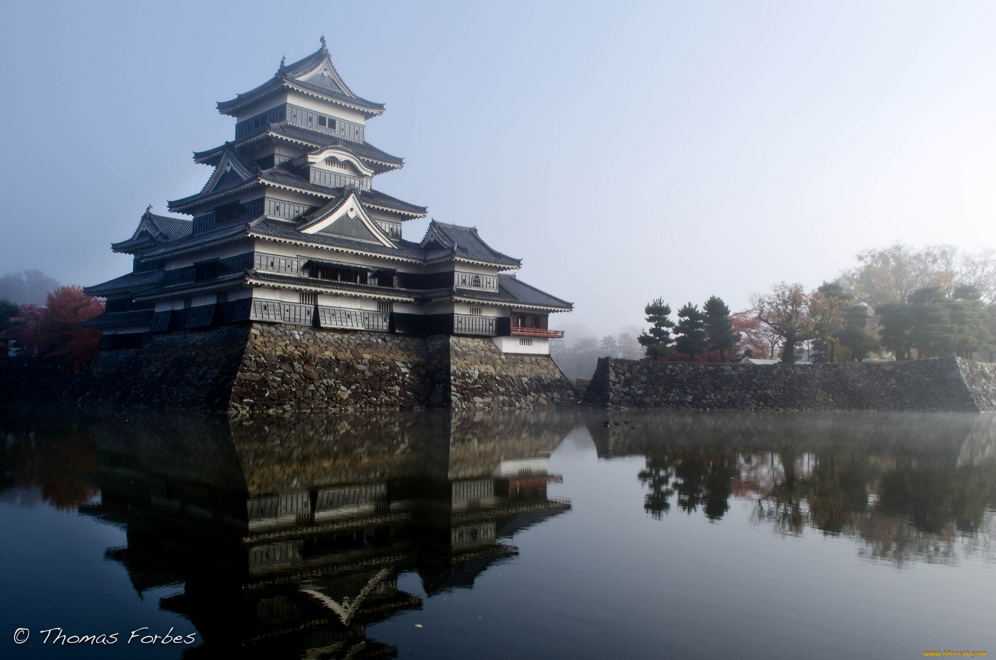 города, замки, Японии, вода, замок