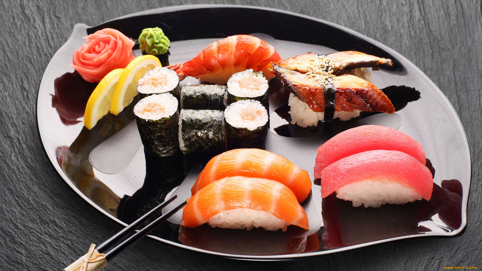 еда, рыба, , морепродукты, , суши, , роллы, суши, роллы, кухня, лимон, имбирь, васаби, японская